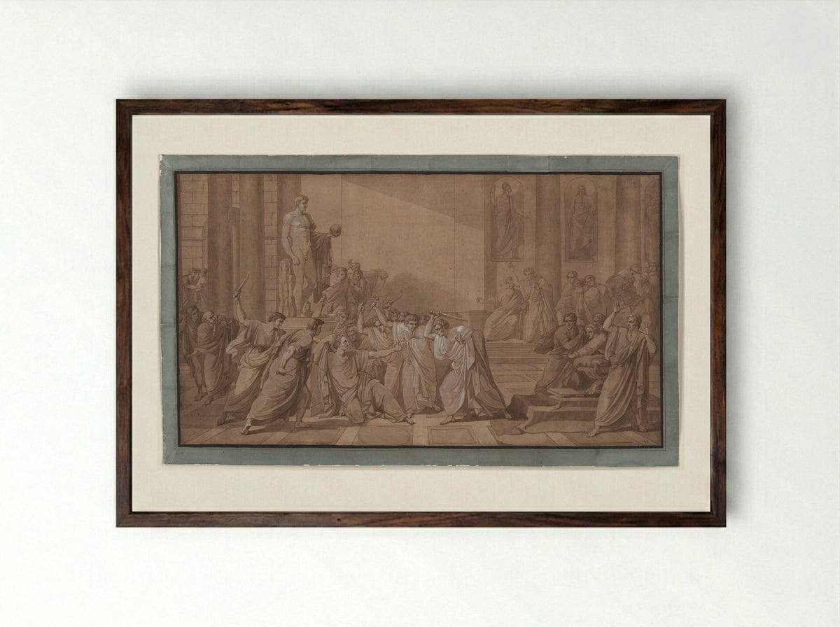 The Death of Julius Caesar - Vincenzo Camuccini - Framed Print Dark Wood