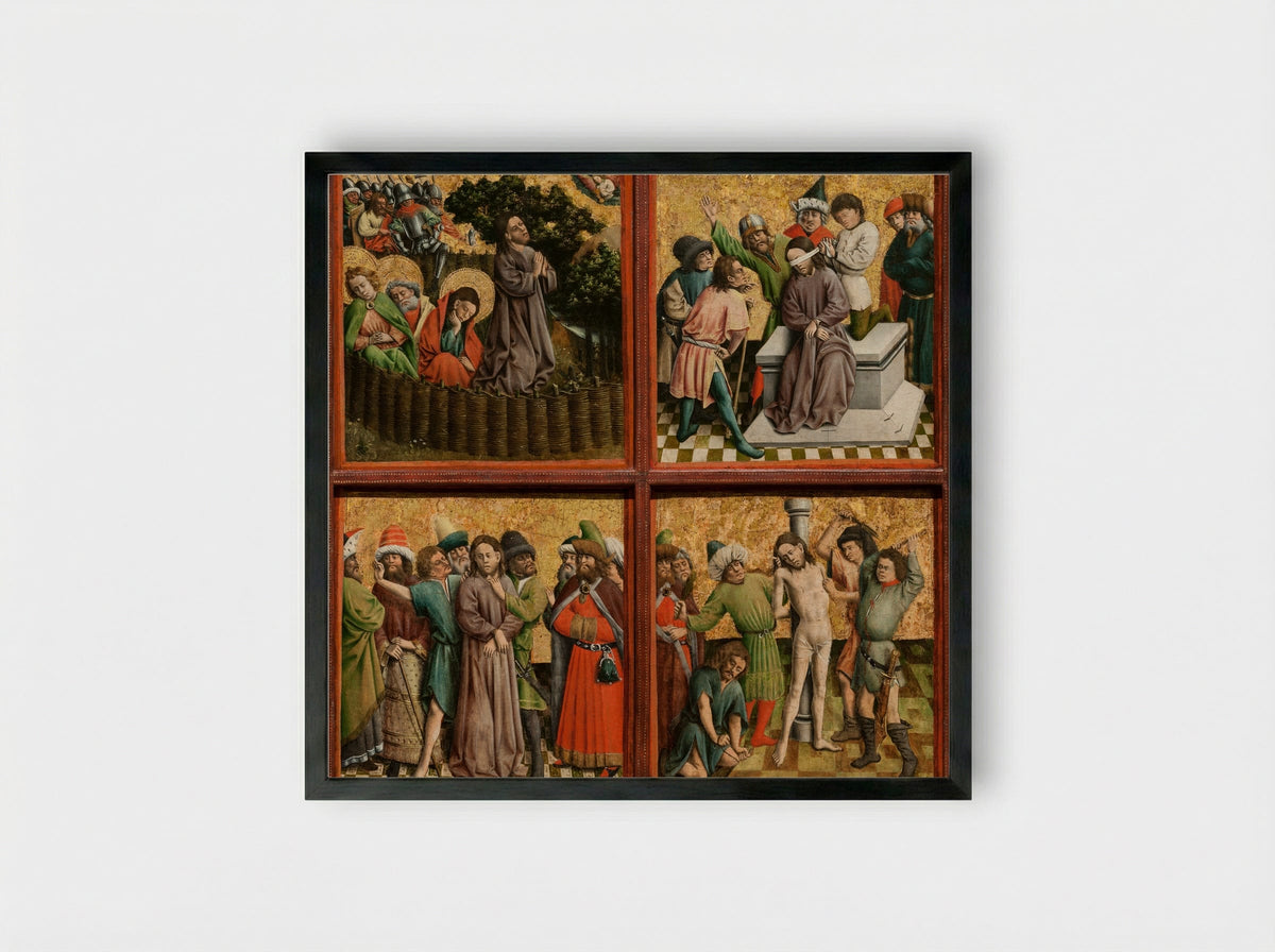 Altarpiece with The Passion of Christ - Master of the Schlägl Altarpiece - Framed Print Black