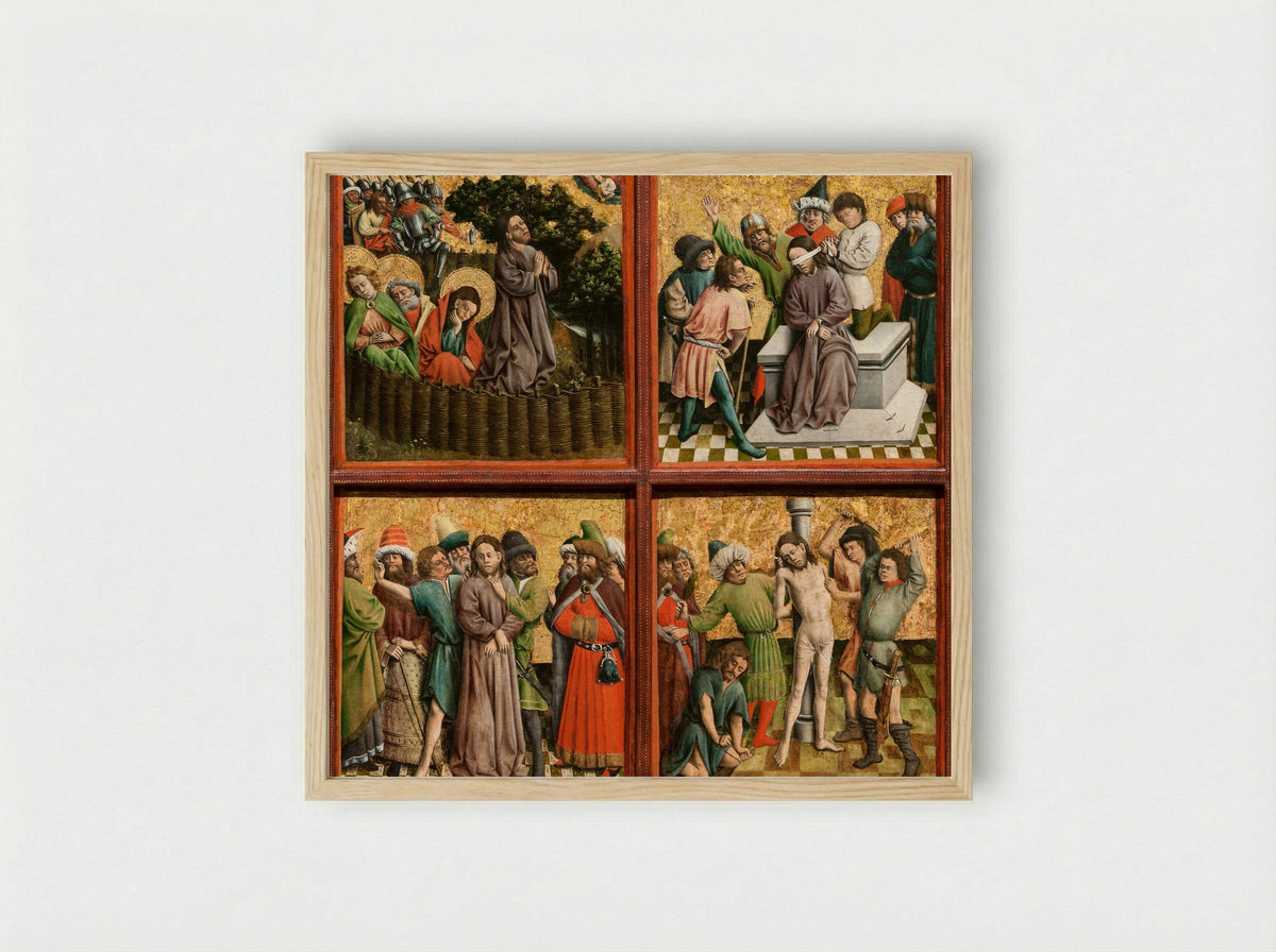 Altarpiece with The Passion of Christ - Master of the Schlägl Altarpiece - Framed Print Wood