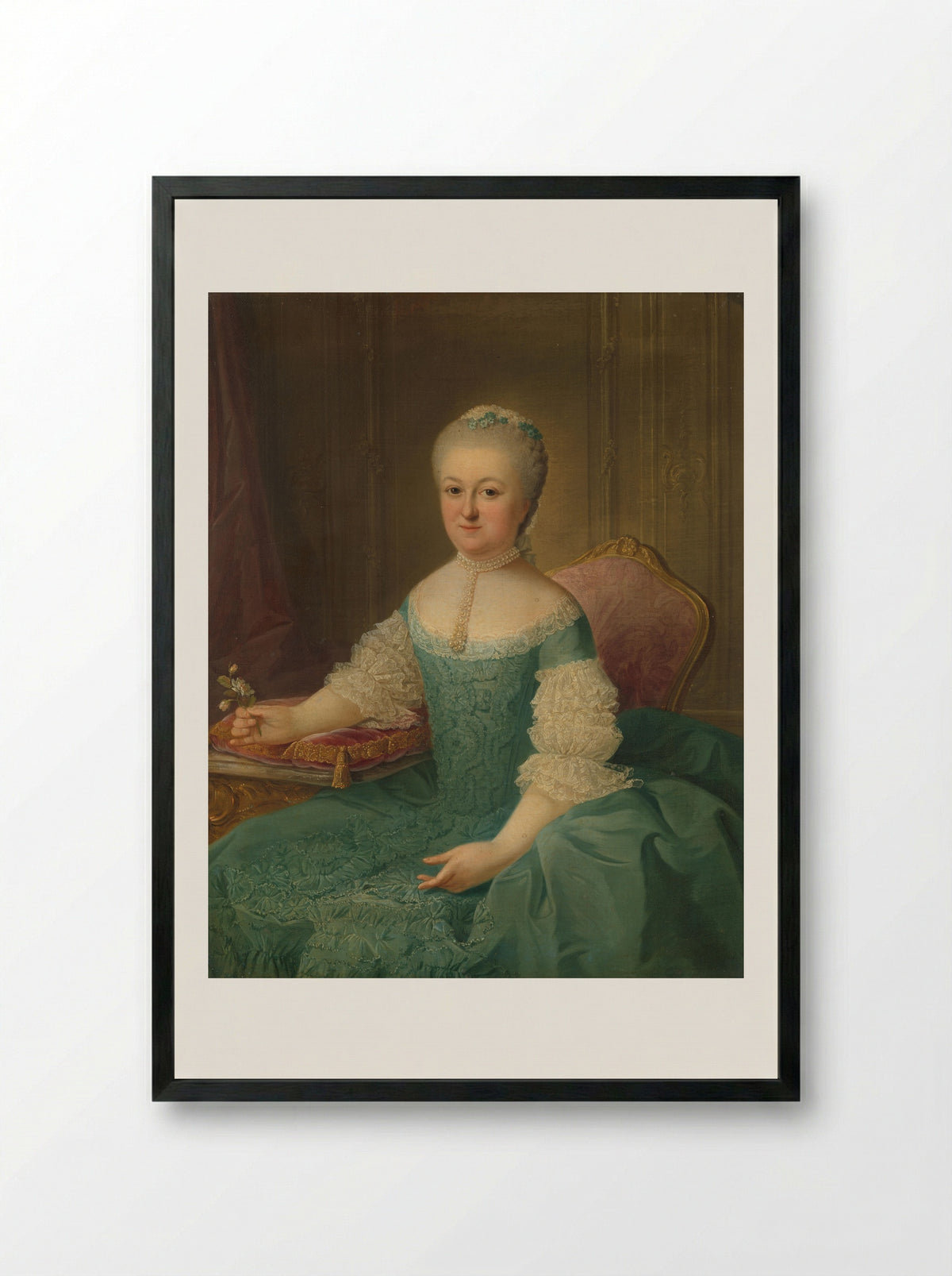 Portrait of a Lady of the Van de Poll Family - Guillaume de Spinny - Framed Print Black
