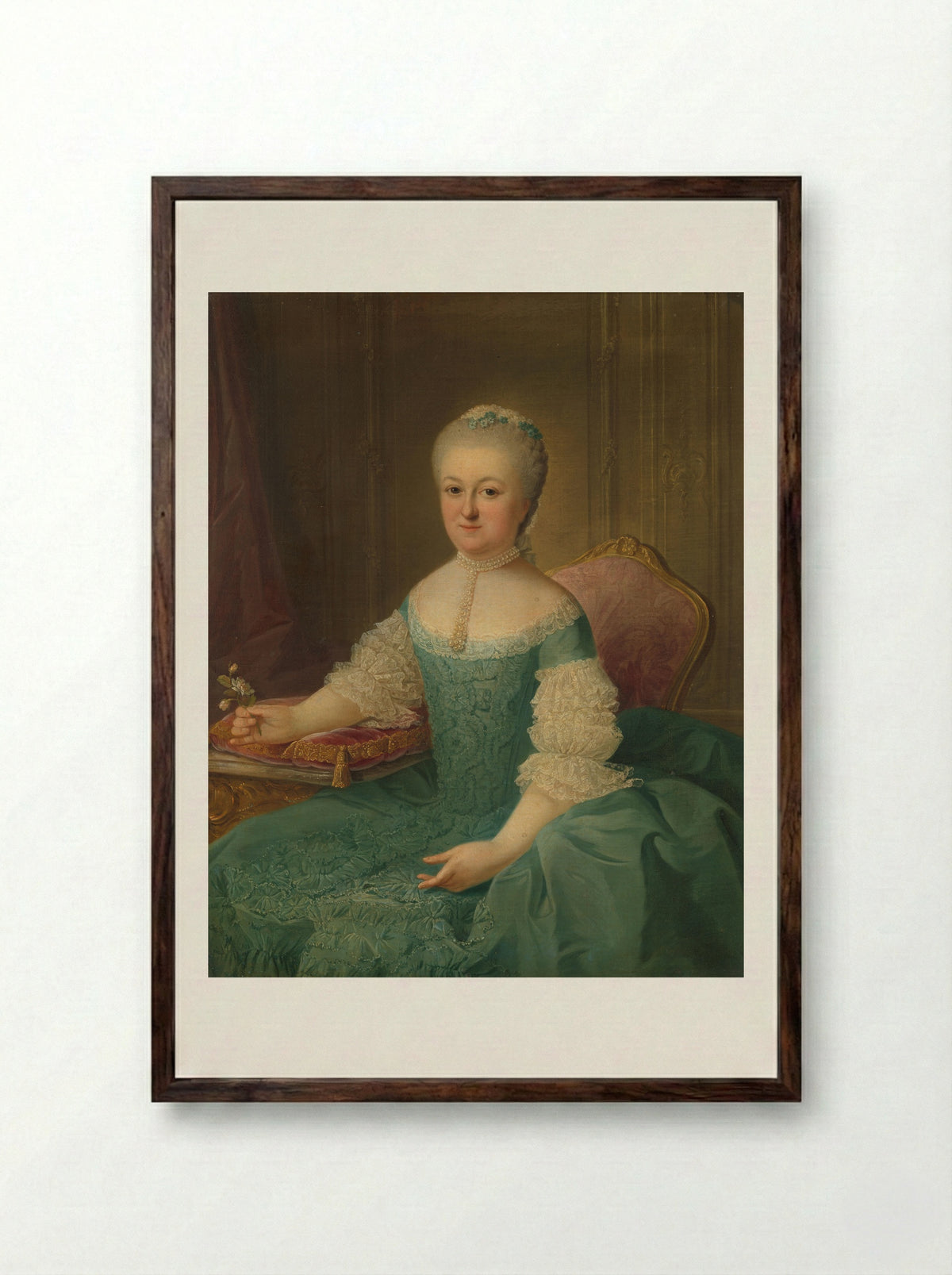 Portrait of a Lady of the Van de Poll Family - Guillaume de Spinny - Framed Print Dark Wood