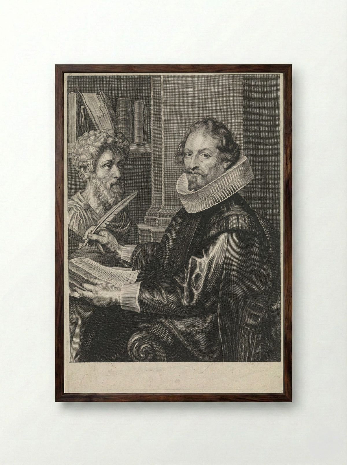 Portrait of Jan-Gaspar Gevartius - Paulus Pontius - Framed Print Dark Wood