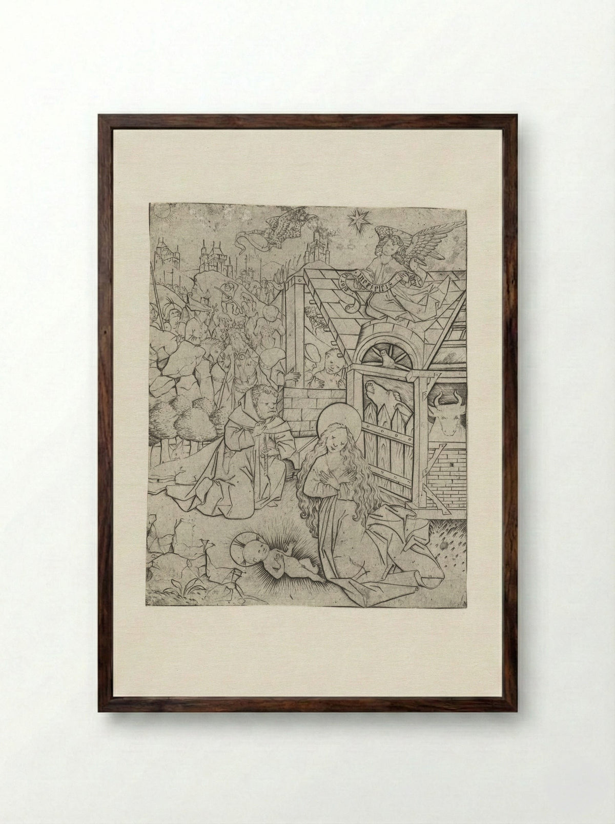 The Nativity - Master E.S. - Framed Print Dark Wood