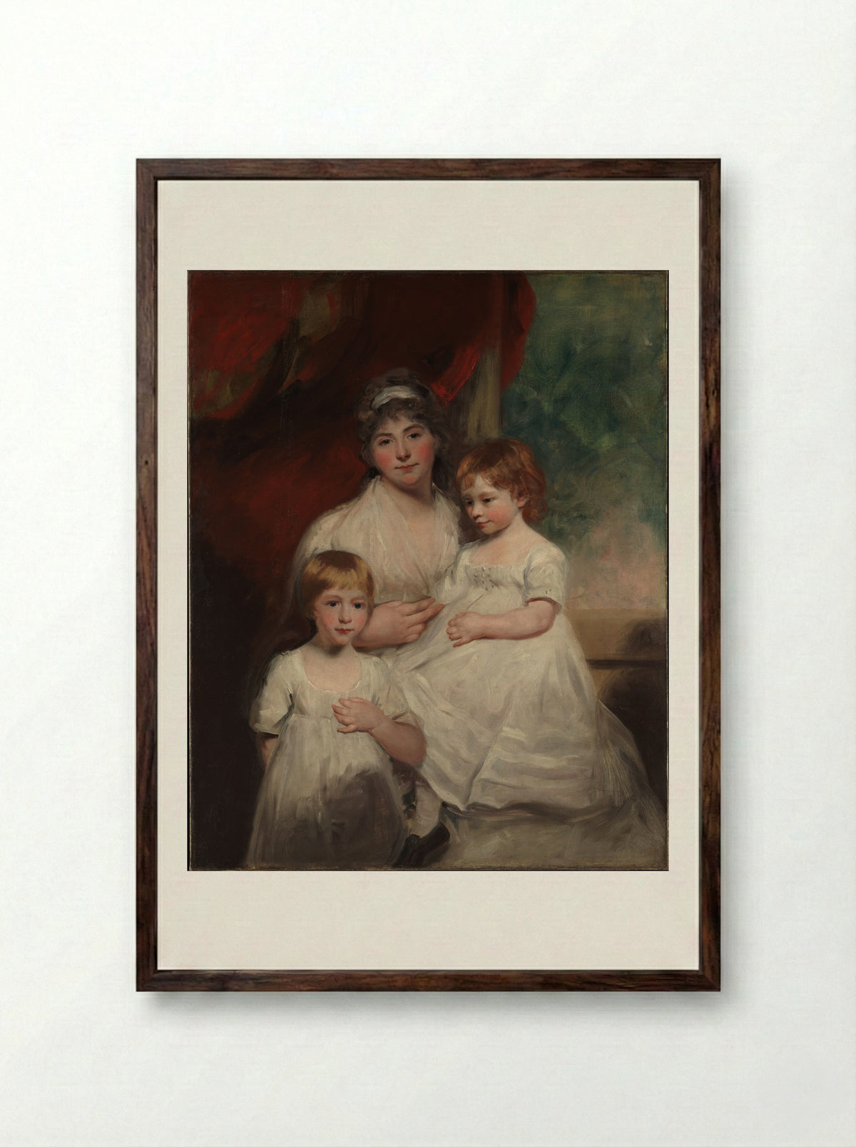Mrs. John Garden and Her Children - John Hoppner - Framed Print Dark Wood