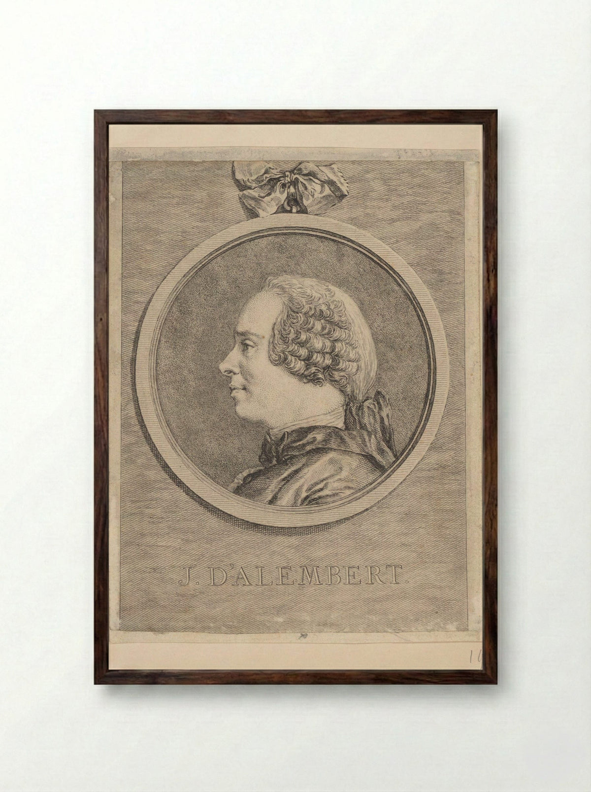 Portrait of Jean Le Rond d'Alembert - Claude Henri Watelet - Framed Print Dark Wood