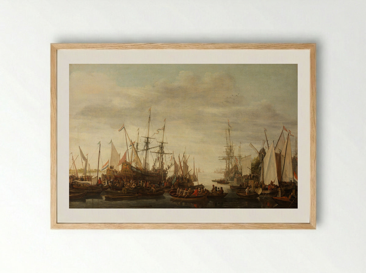 The Keelhauling of the Surgeon of Admiral Jan van Nes - Lieve Pietersz. Verschuier - Framed Print Wood