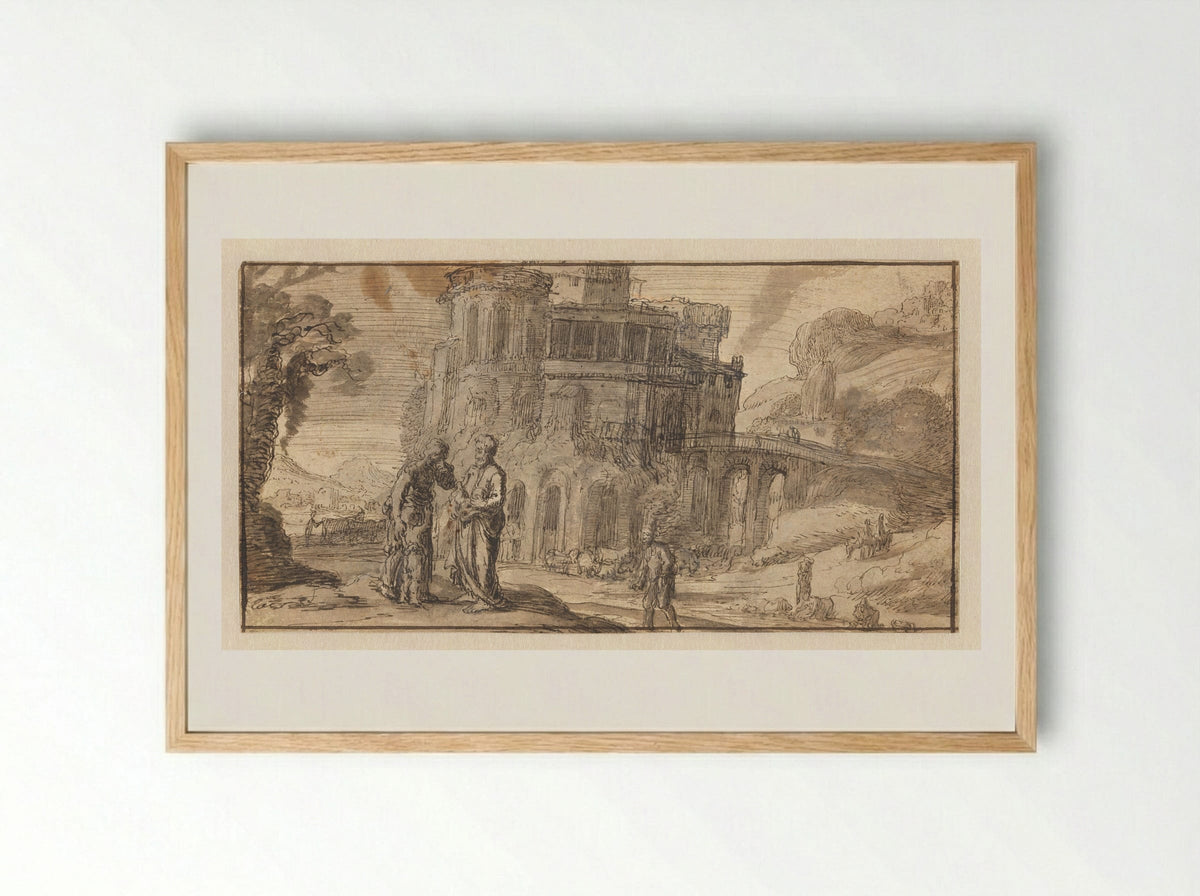 Landscape with the Expulsion of Hagar - Jacob Symonsz Pynas - Framed Print Wood