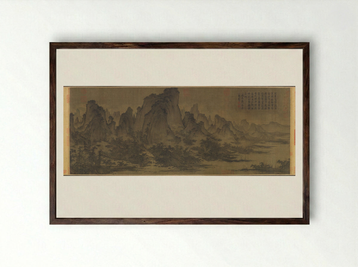 Summer Mountains - Qu Ding - Framed Print Dark Wood
