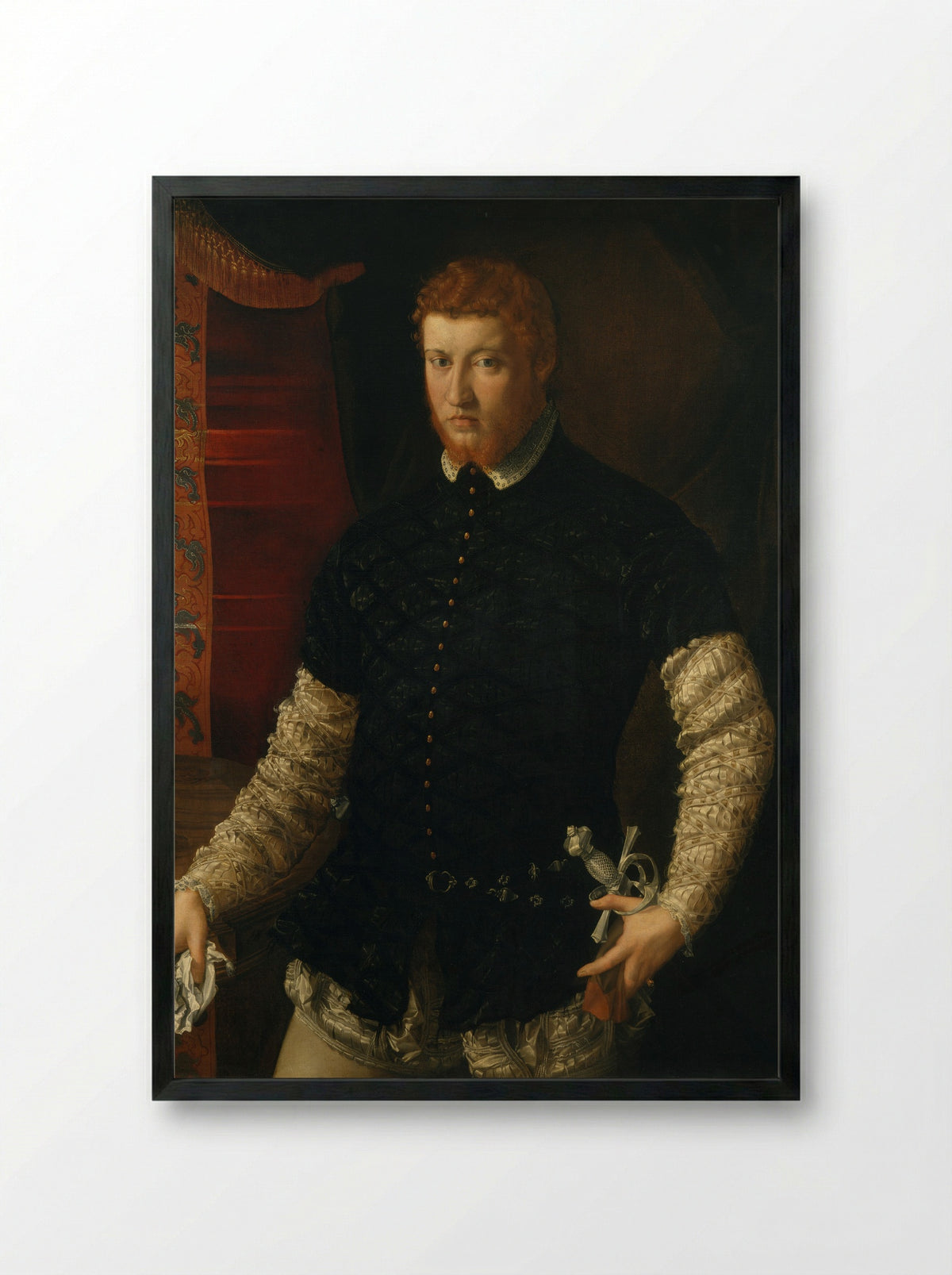 Portrait of a Man - Francesco Salviati - Framed Print Black