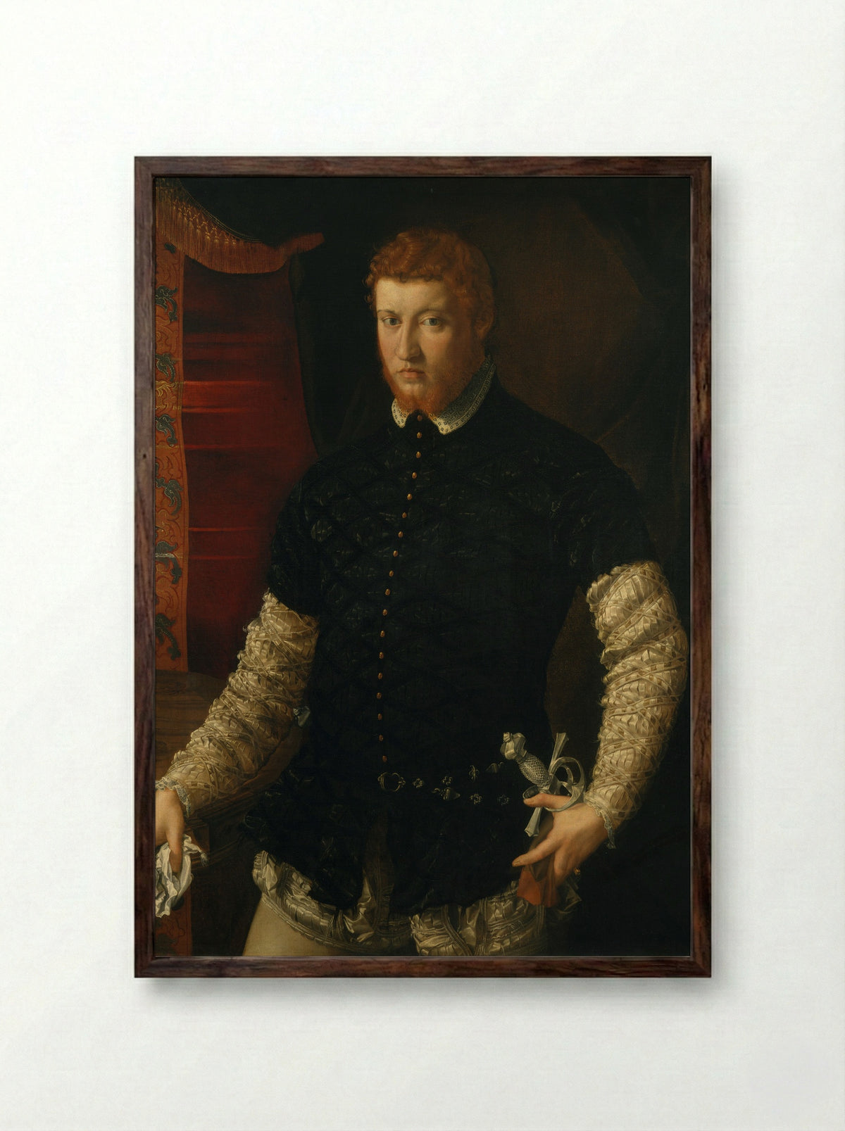 Portrait of a Man - Francesco Salviati - Framed Print Dark Wood