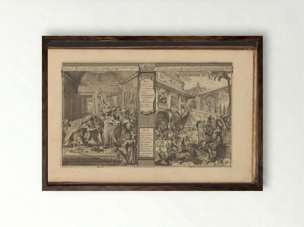 Historie van een rijksbediende in Perzië; Tijd bij de Mexicanen - Romeyn de Hooghe - Framed Print Dark Wood