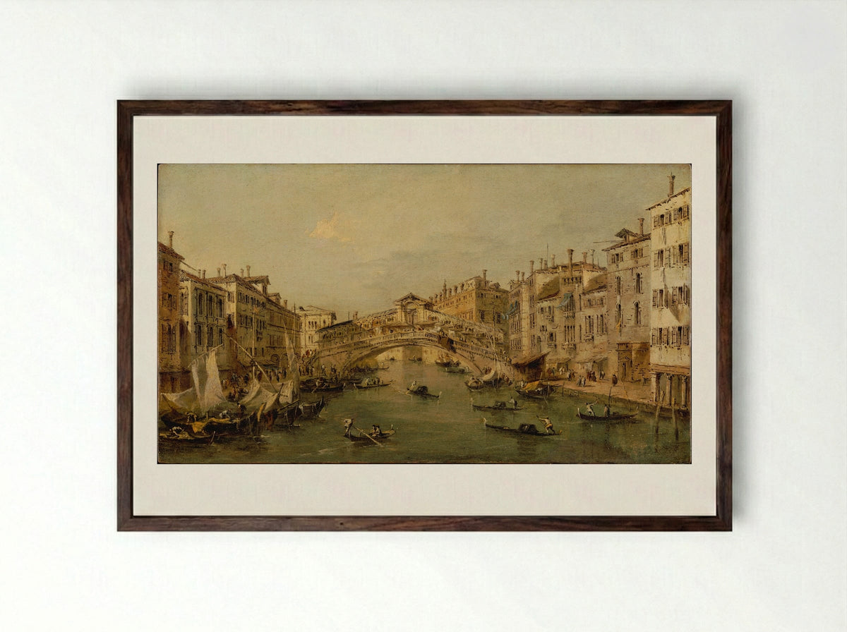 Venice: The Rialto - Francesco Guardi - Framed Print Dark Wood