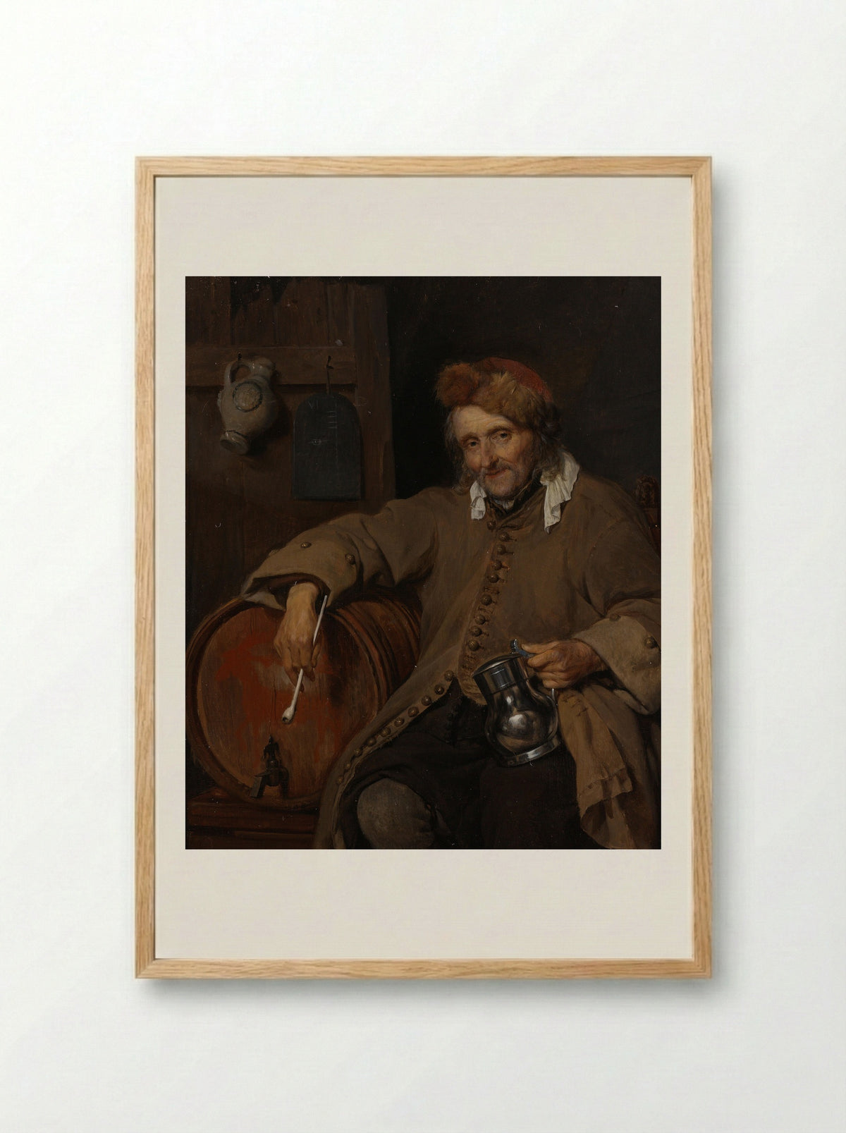 The Old Drinker - Gabriël Metsu - Framed Print Wood