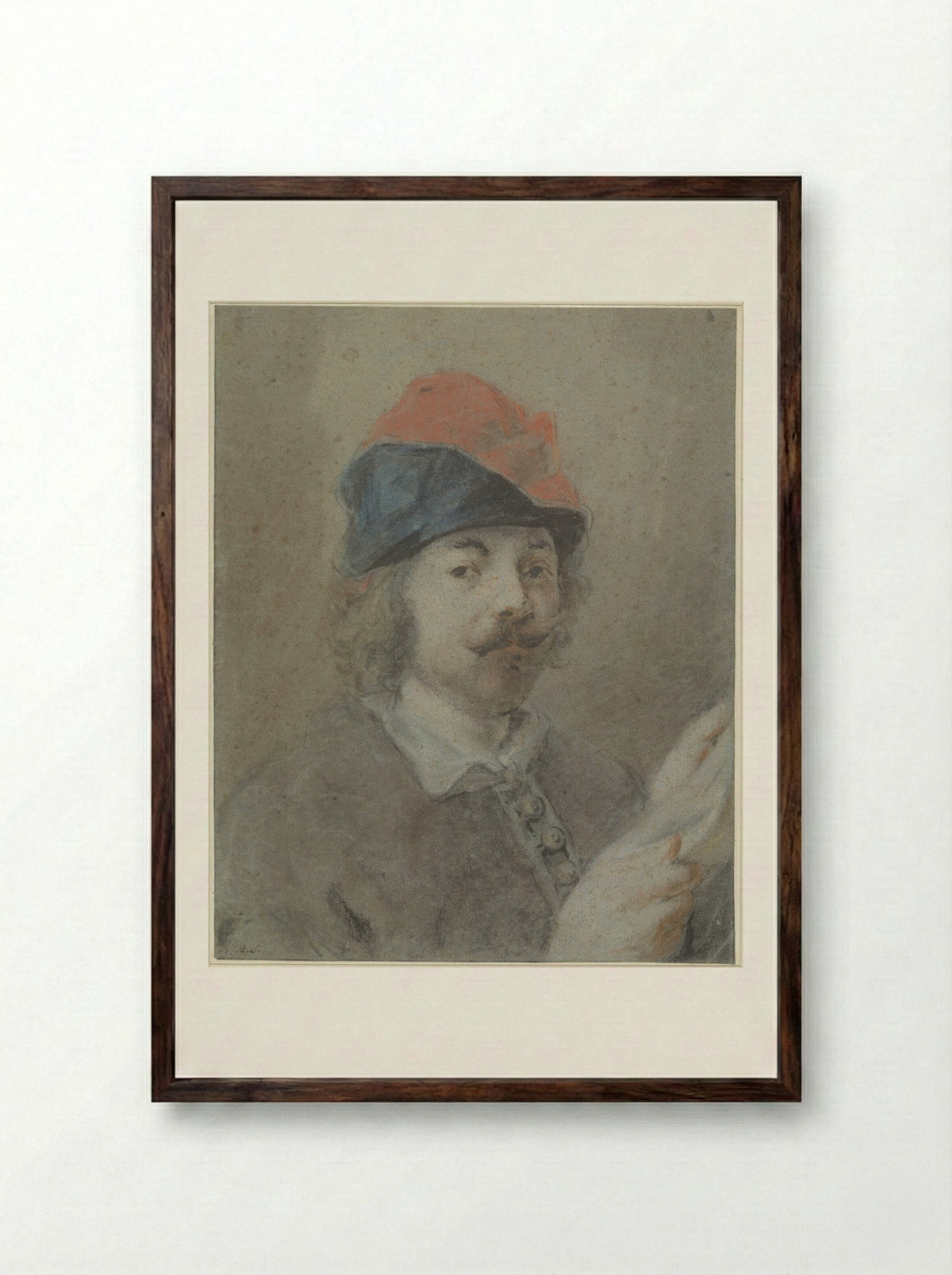 Portret van Jacques Jordaens - Martinus Schouman - Framed Print Dark Wood