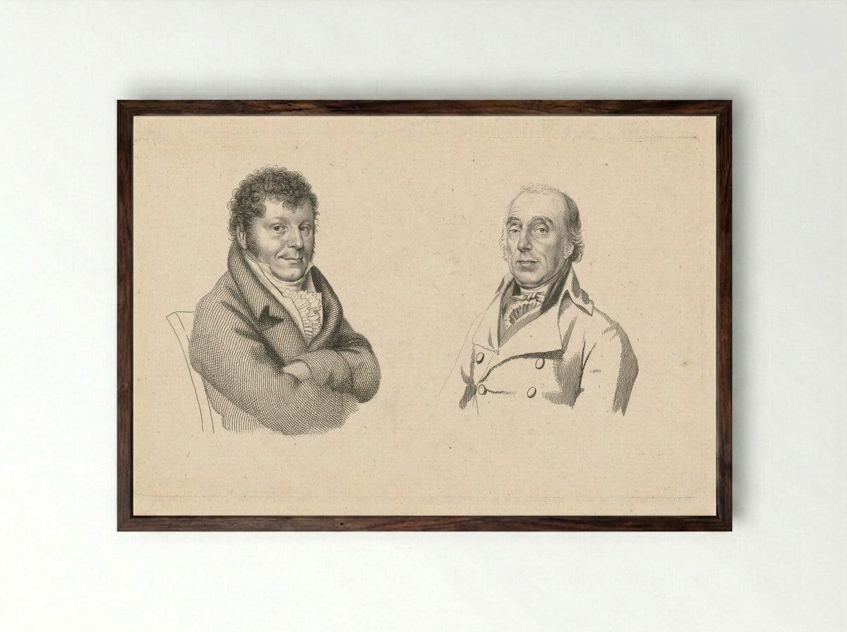 Portretten van Adriaan van der Willigen en Roeland van Eynden - Jacob Ernst Marcus - Framed Print Dark Wood