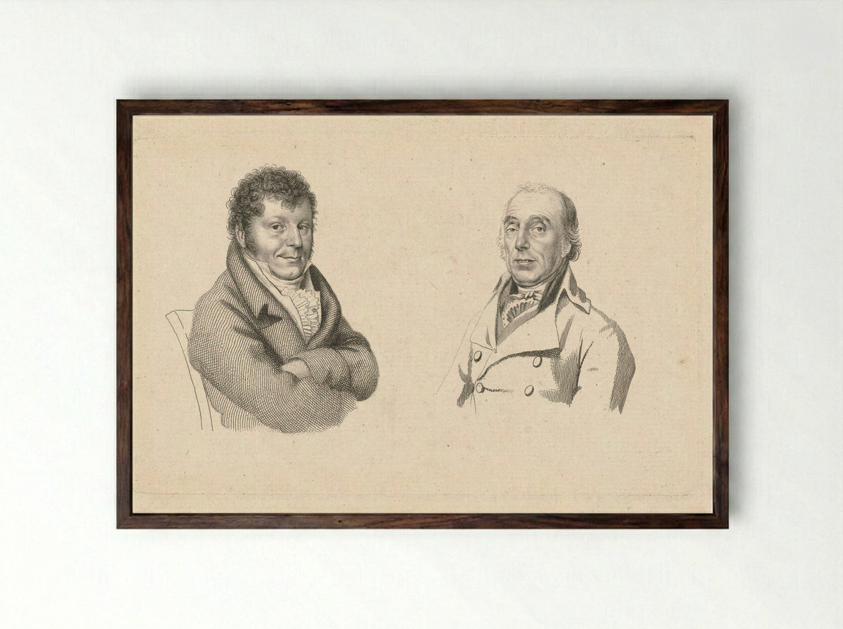 Portretten van Adriaan van der Willigen en Roeland van Eynden - Jacob Ernst Marcus - Framed Print Dark Wood