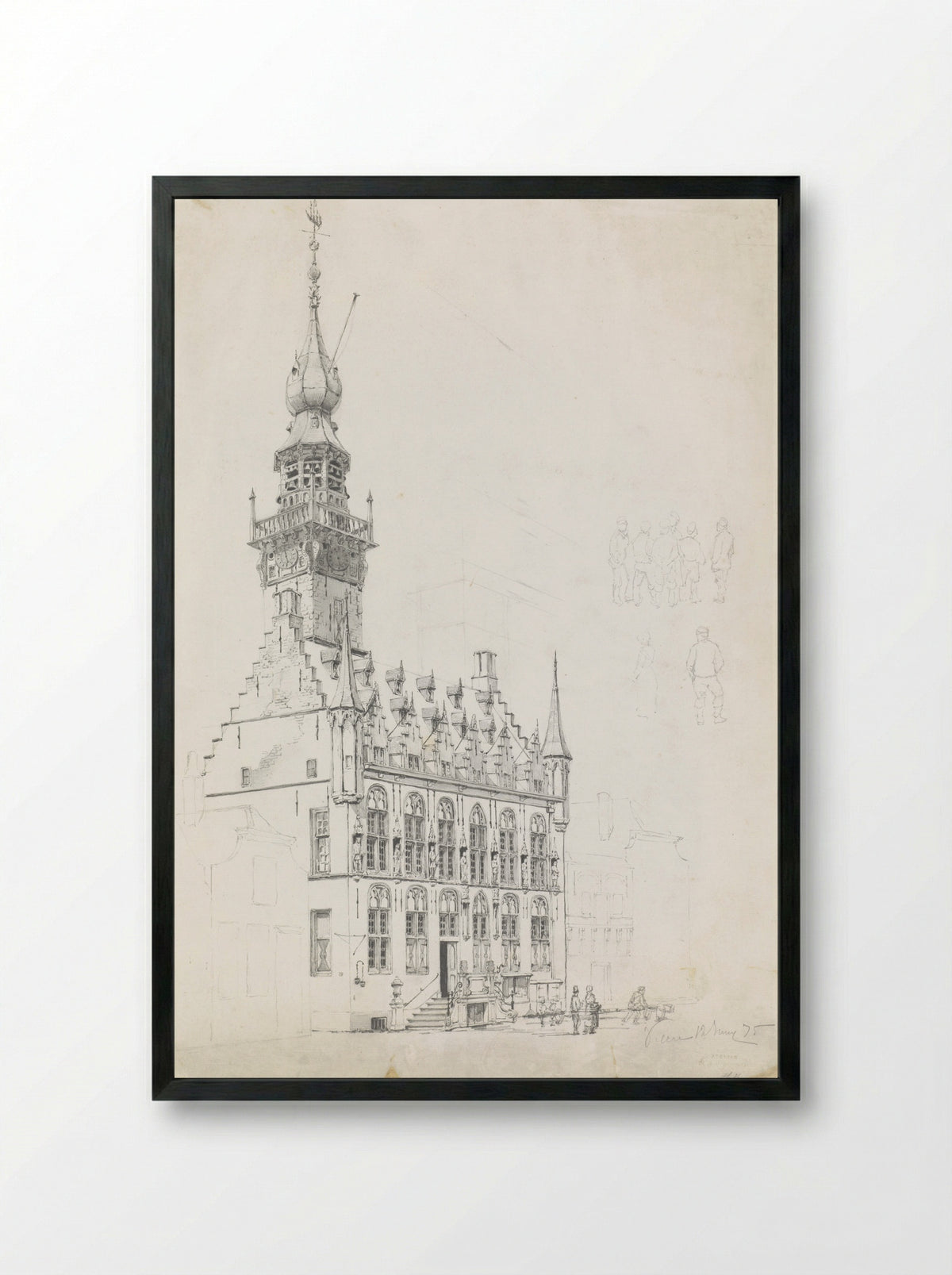 Stadhuis van Veere - Willem de Haas Hemken - Framed Print Black