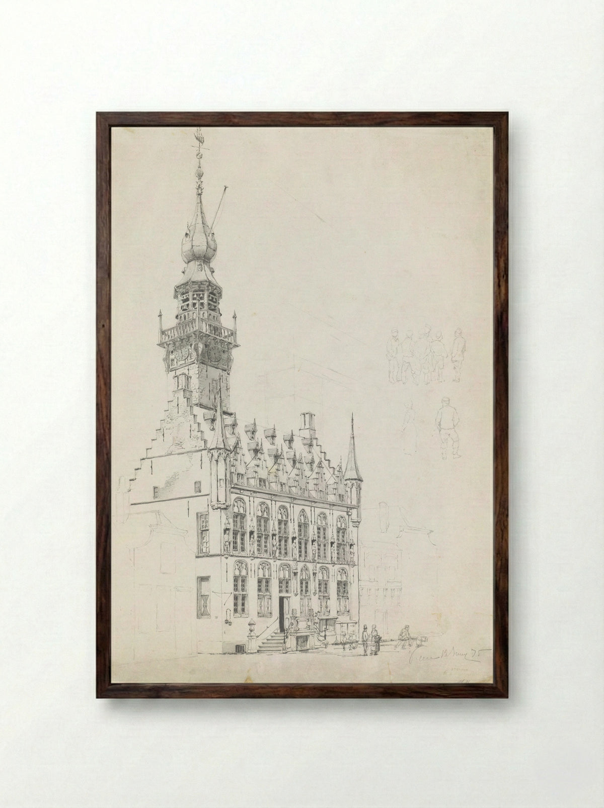 Stadhuis van Veere - Willem de Haas Hemken - Framed Print Dark Wood