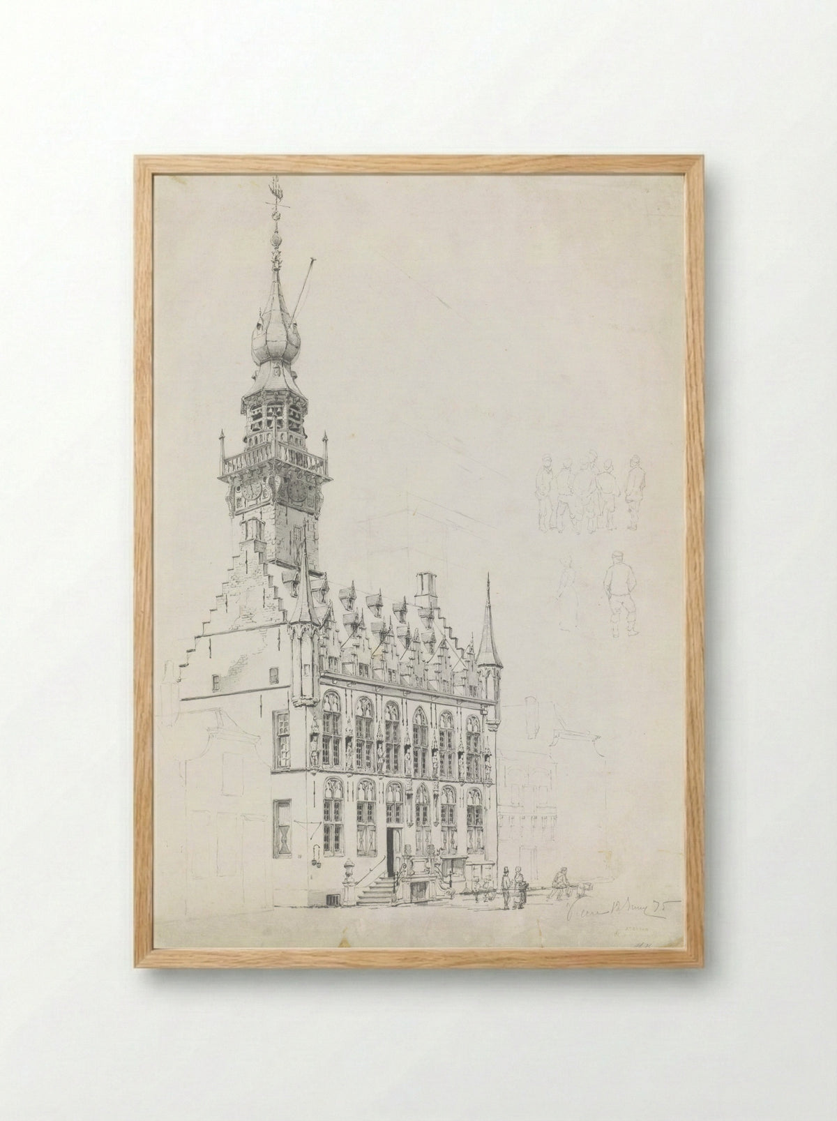 Stadhuis van Veere - Willem de Haas Hemken - Framed Print Wood