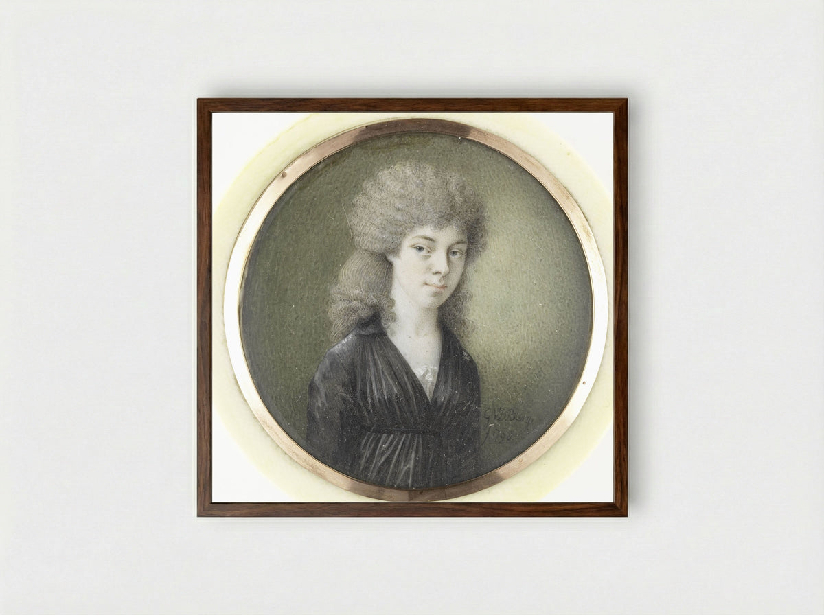 Portret van een vrouw - Gijsbertus Johannus van den Berg - Framed Print Dark Wood