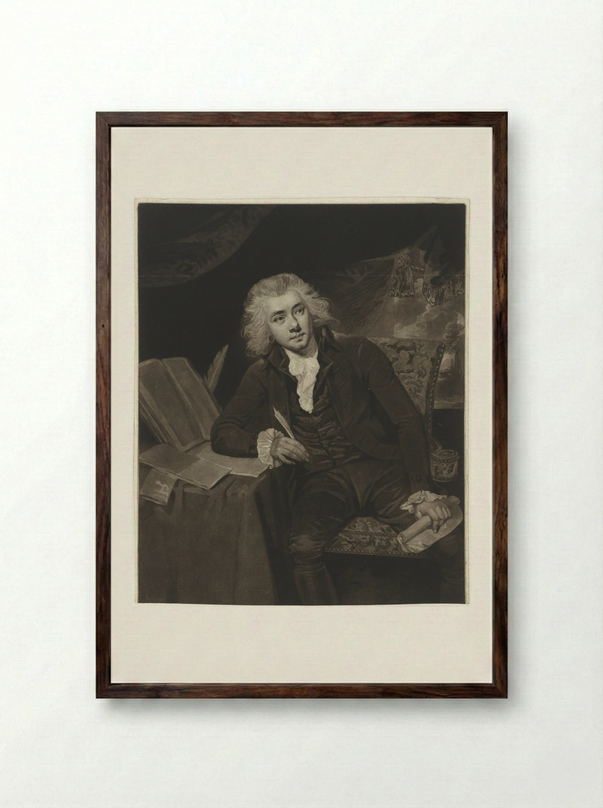 Portrait of William Wilberforce - Charles Howard Hodges - Framed Print Dark Wood