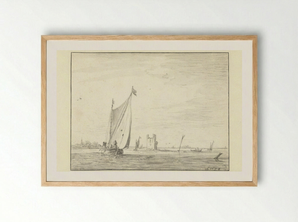 Ruïne van het Huis te Merwede - Jan van Goyen - Framed Print Wood