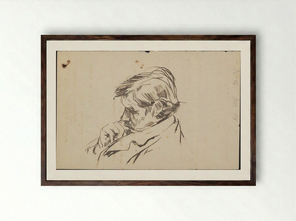 Portrait of Frederik van Eeden - Jan Veth - Framed Print Dark Wood
