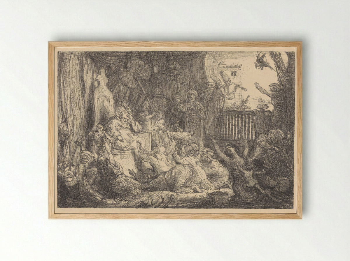 De Hollandsche Vloot voor Marocco: Paniek in het paleis - Marius Bauer - Framed Print Wood