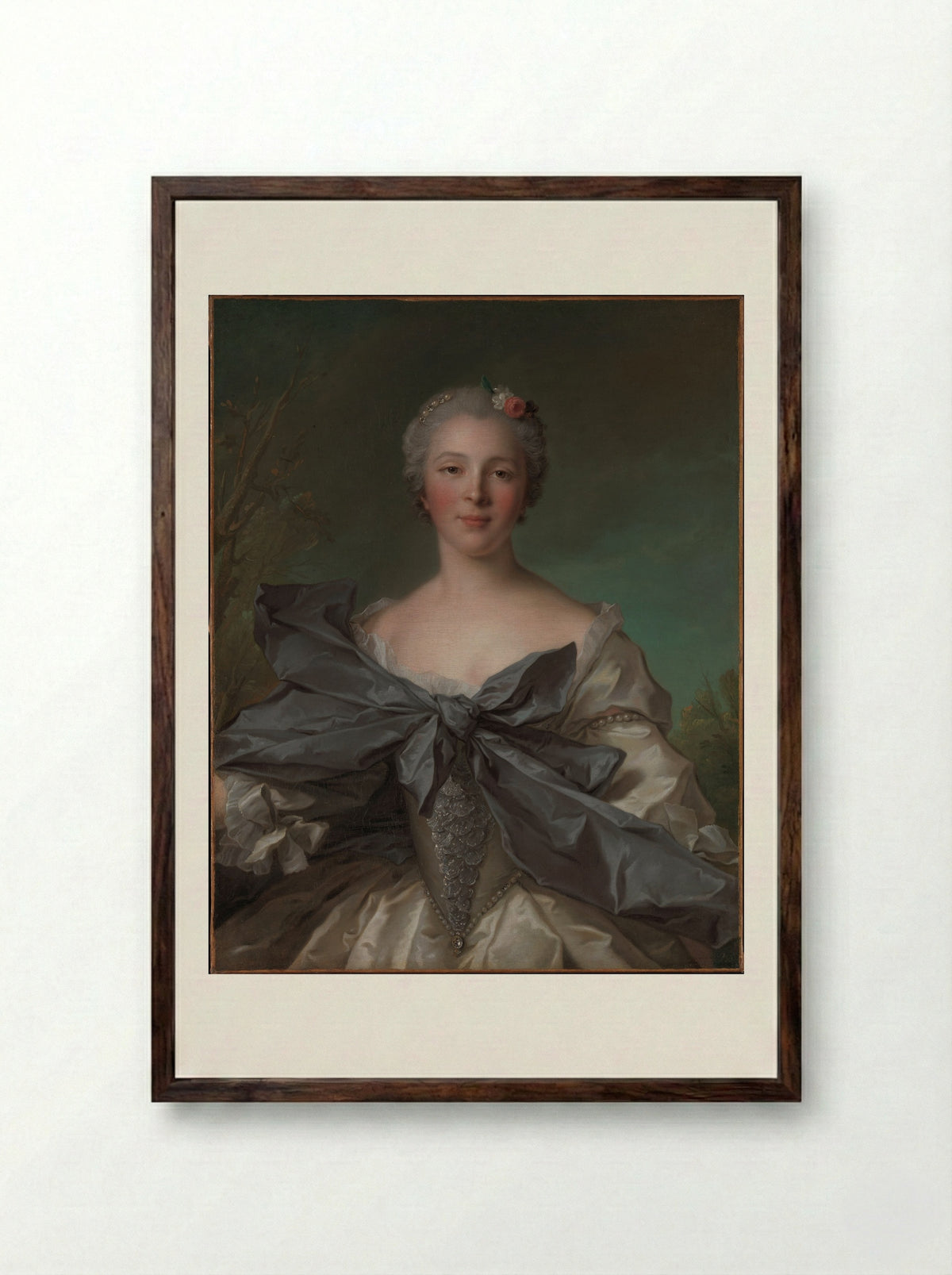 Marie Françoise de La Cropte de St. Abre, Marquise d'Argence - Jean-Marc Nattier - Framed Print Dark Wood