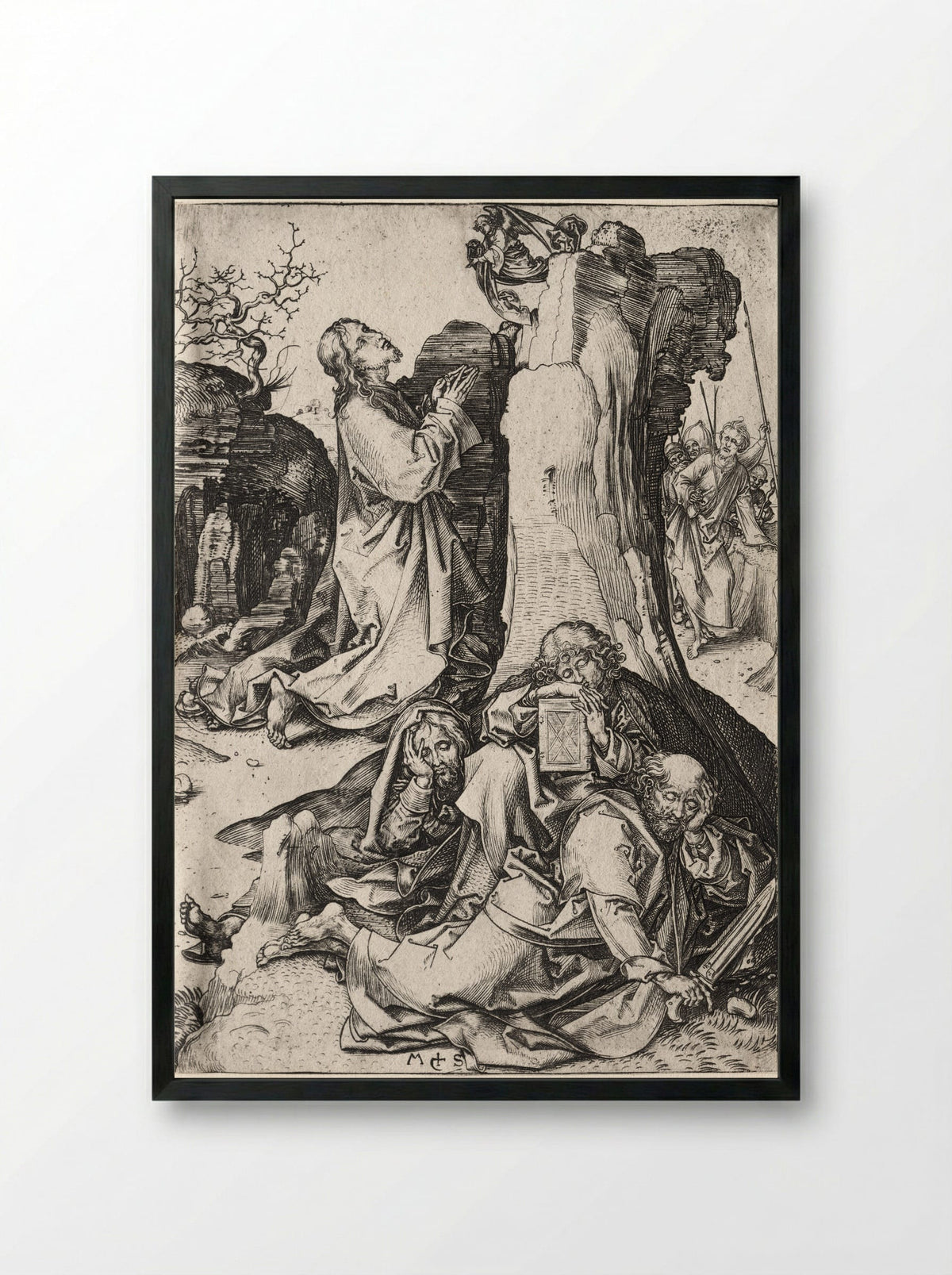 The Agony in the Garden - Martin Schongauer - Framed Print Black