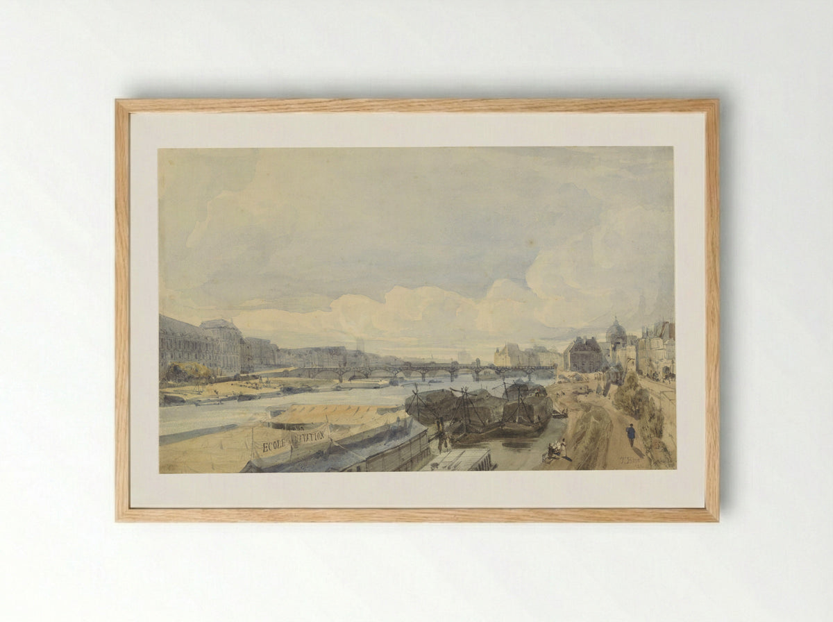 View of the Seine from the Pont des Arts - Thomas Shotter Boys - Framed Print Wood
