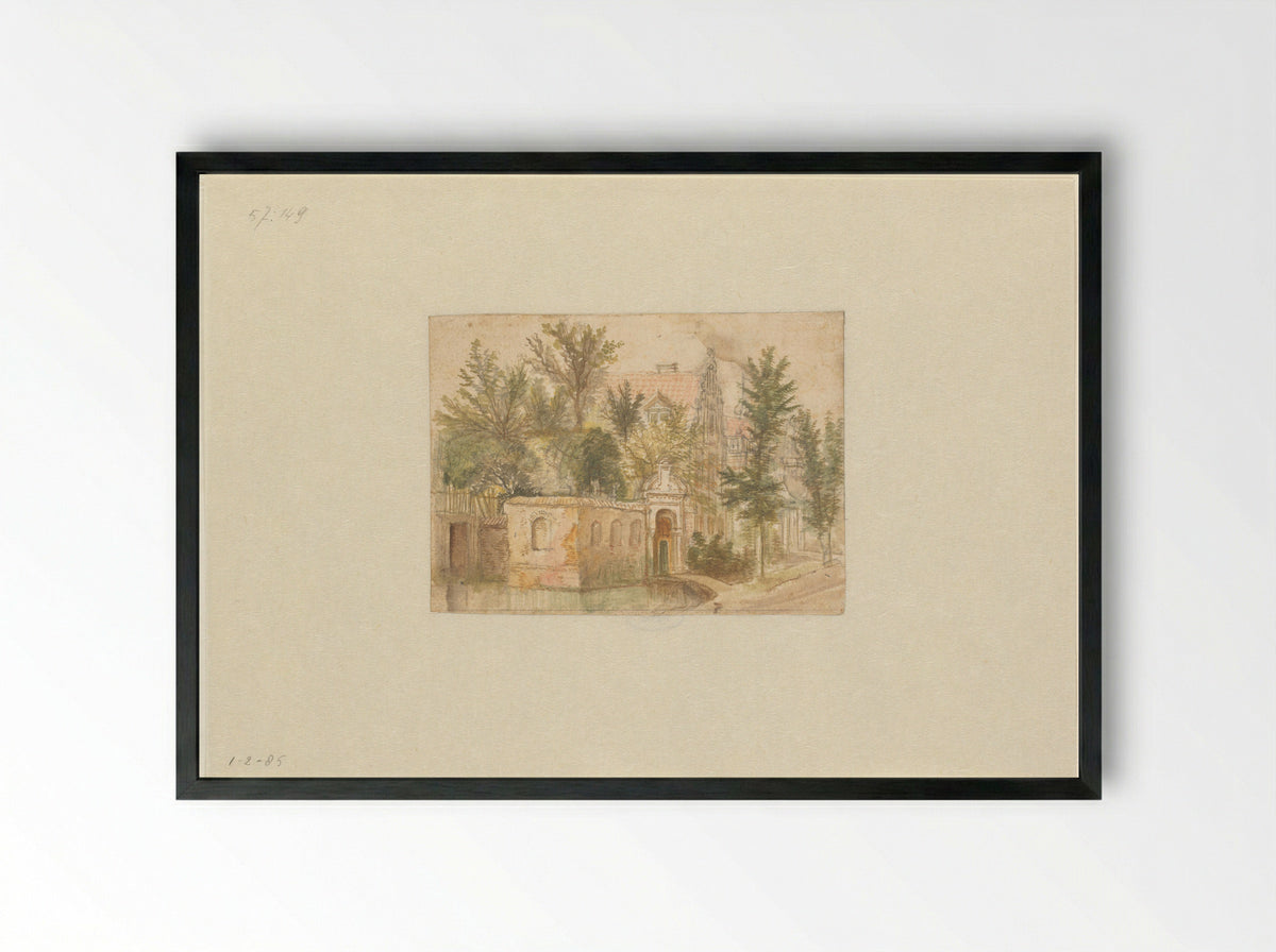 Stadshuizen boven een gracht - Jan Griffier (I) - Framed Print Black
