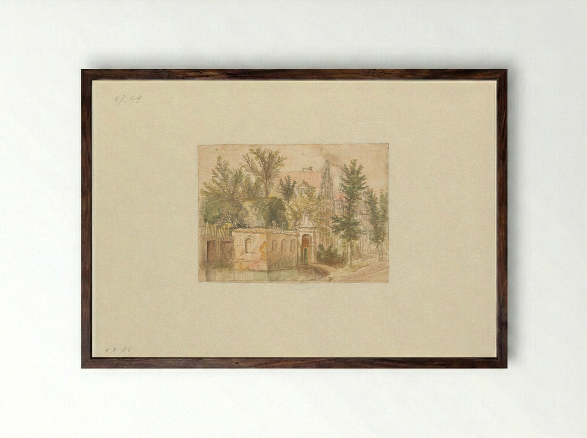Stadshuizen boven een gracht - Jan Griffier (I) - Framed Print Dark Wood