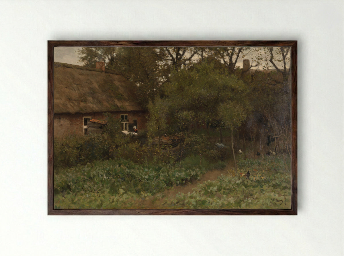 De moestuin - Anton Mauve - Framed Print Dark Wood