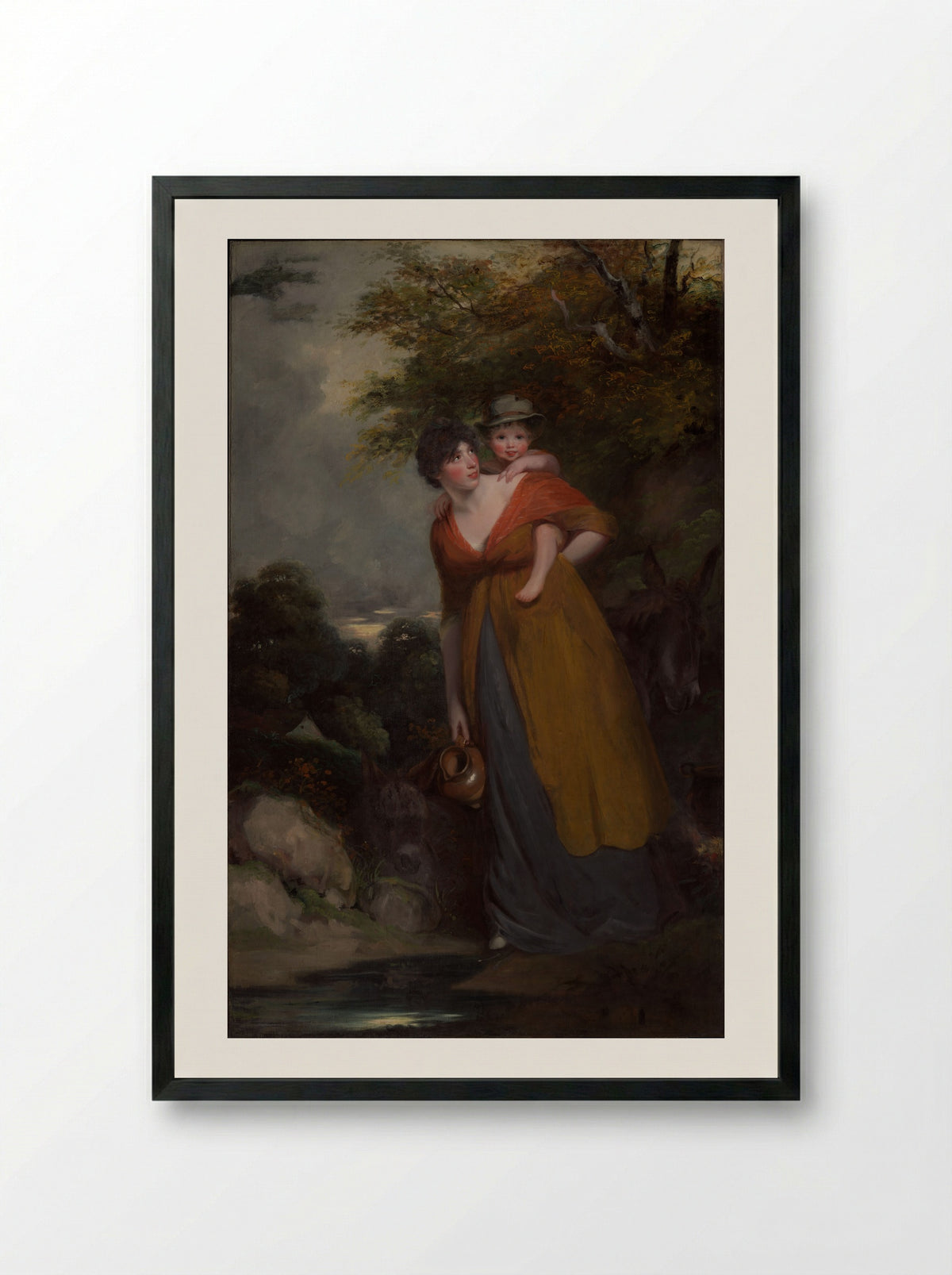 Mrs. Richard Brinsley Sheridan and Her Son - John Hoppner - Framed Print Black