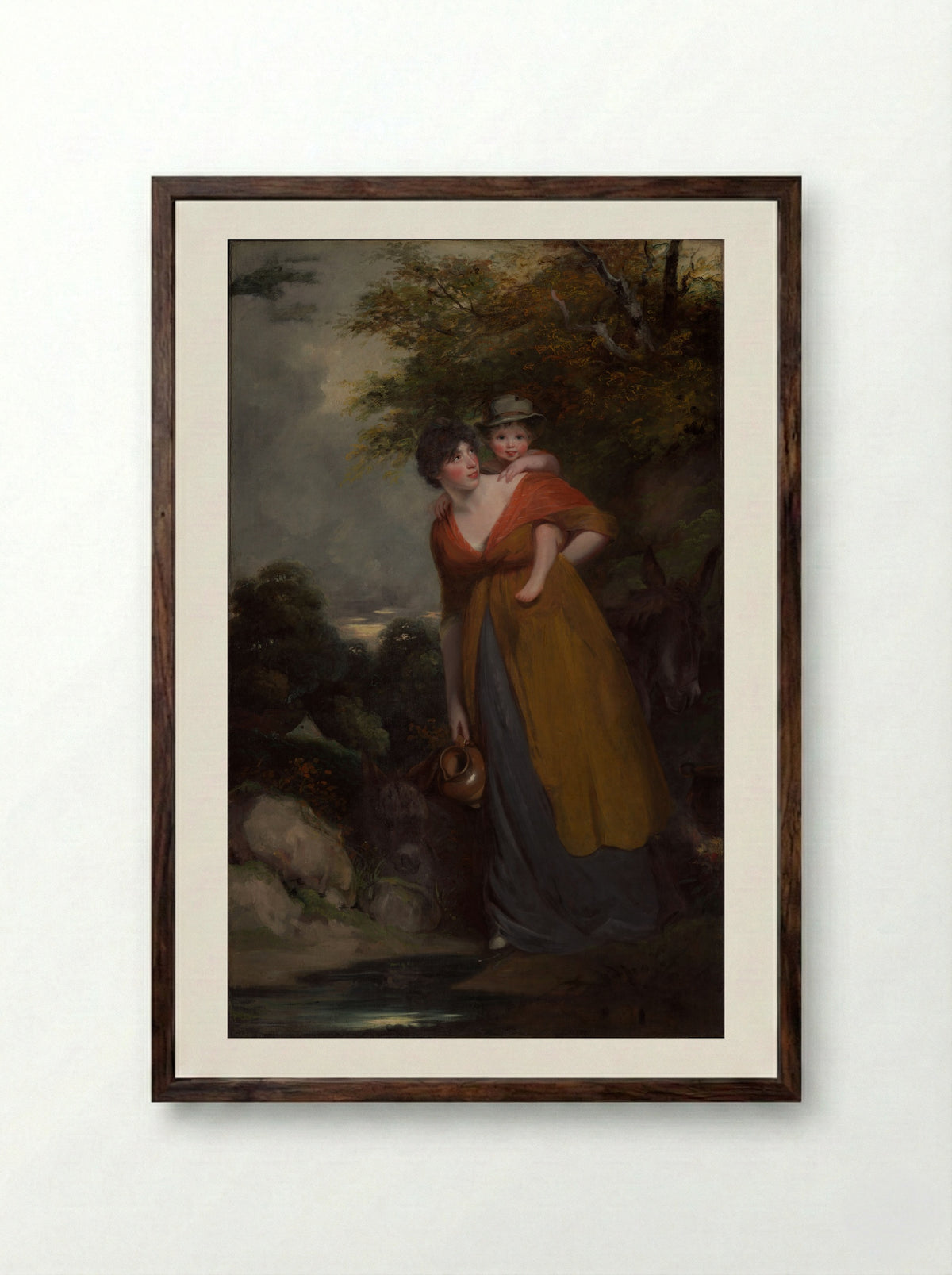 Mrs. Richard Brinsley Sheridan and Her Son - John Hoppner - Framed Print Dark Wood
