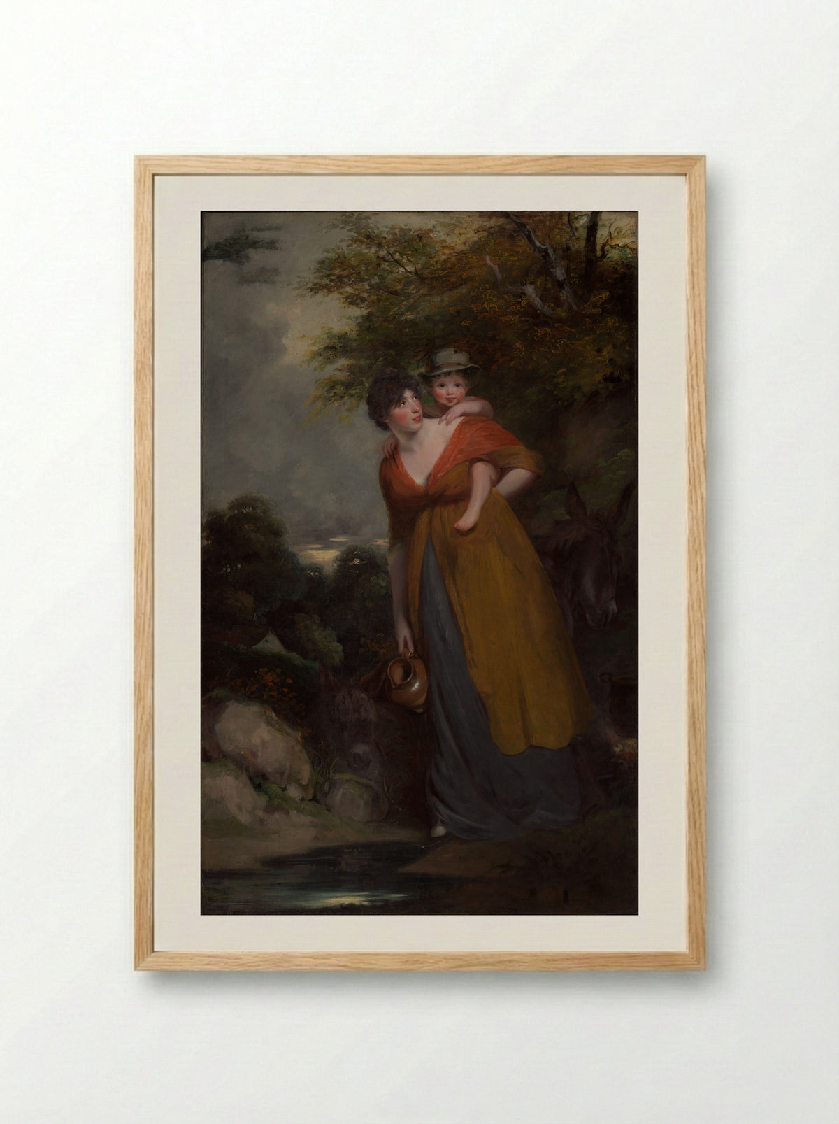Mrs. Richard Brinsley Sheridan and Her Son - John Hoppner - Framed Print Wood