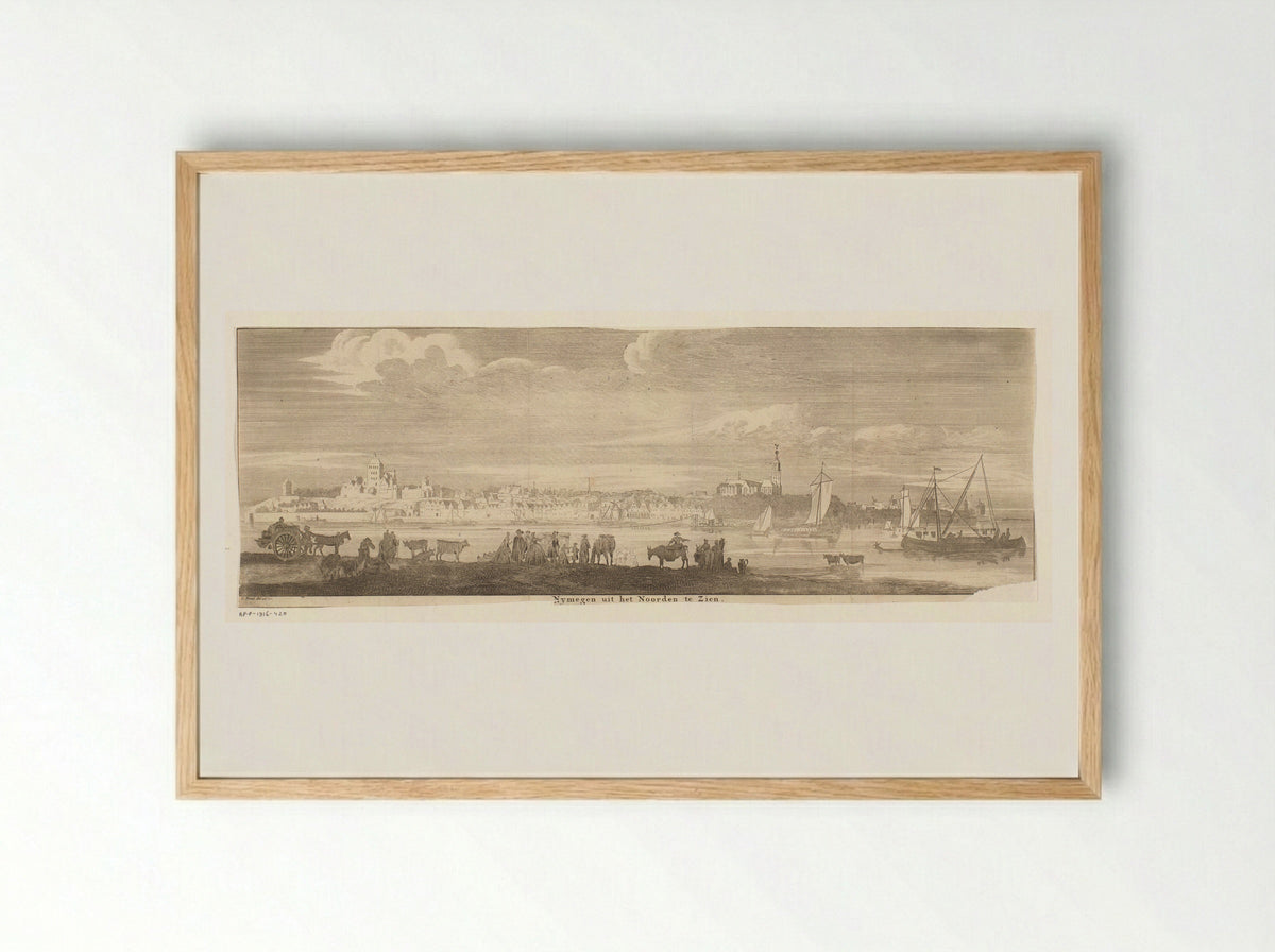 Gezicht op Nijmegen vanuit het noorden - Jan Ruyter (I) - Framed Print Wood