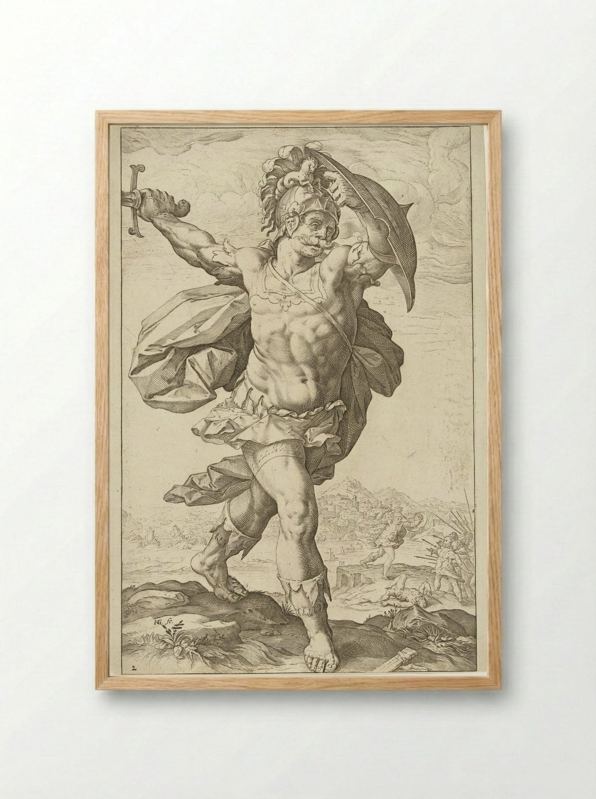Horatius Cocles - Hendrick Goltzius - Framed Print Wood