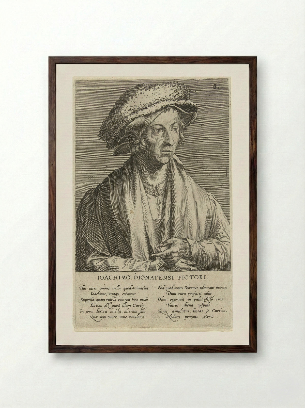 Portret van de schilder Joachim Patinier - Dominicus Lampsonius - Framed Print Dark Wood