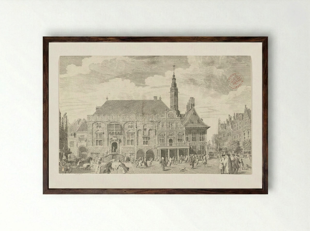 Stadhuis van Haarlem - Cornelis van Noorde - Framed Print Dark Wood