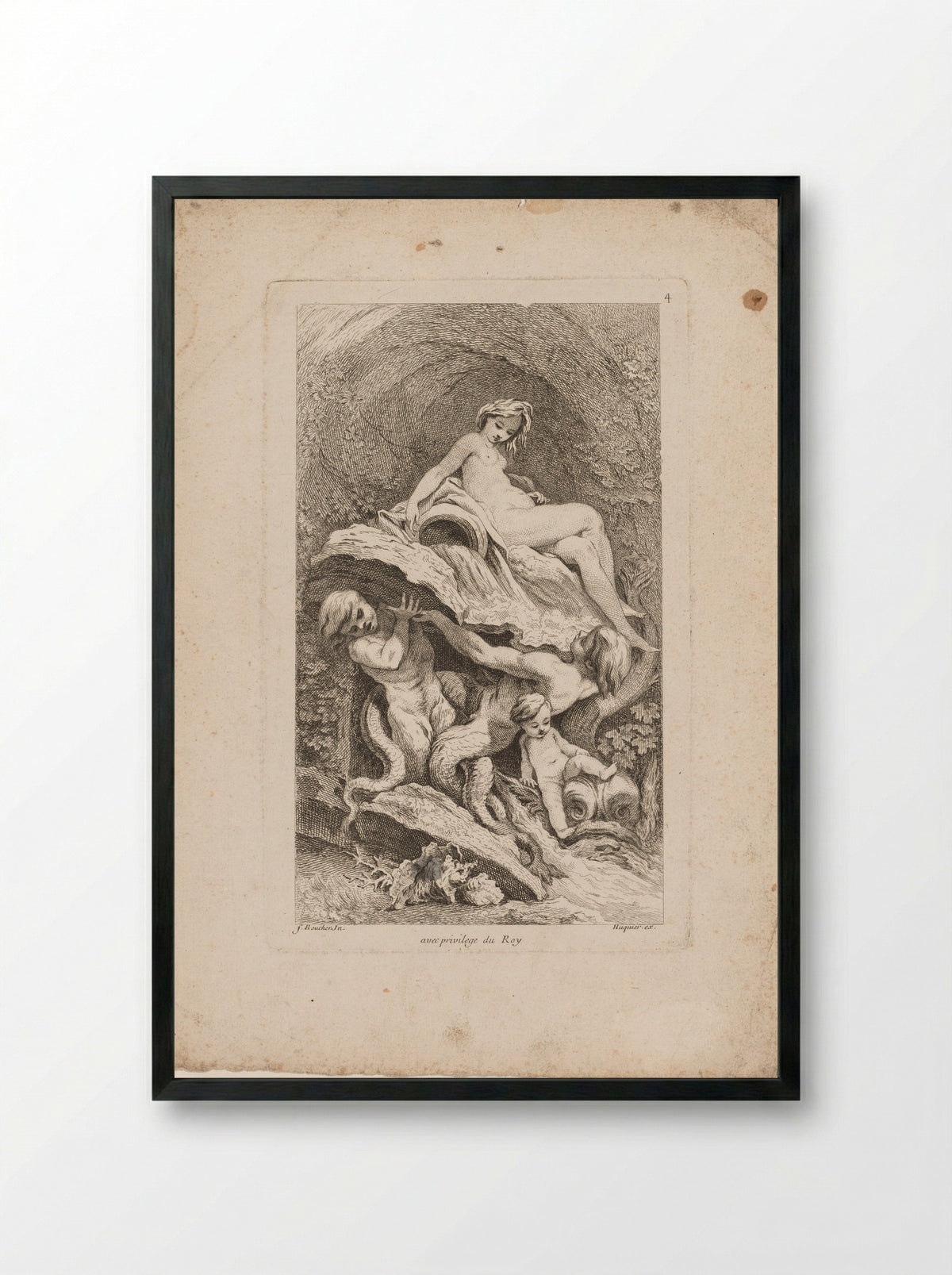 Book of Fountains: No. 4 - Gabriel Huquier - Framed Print Black