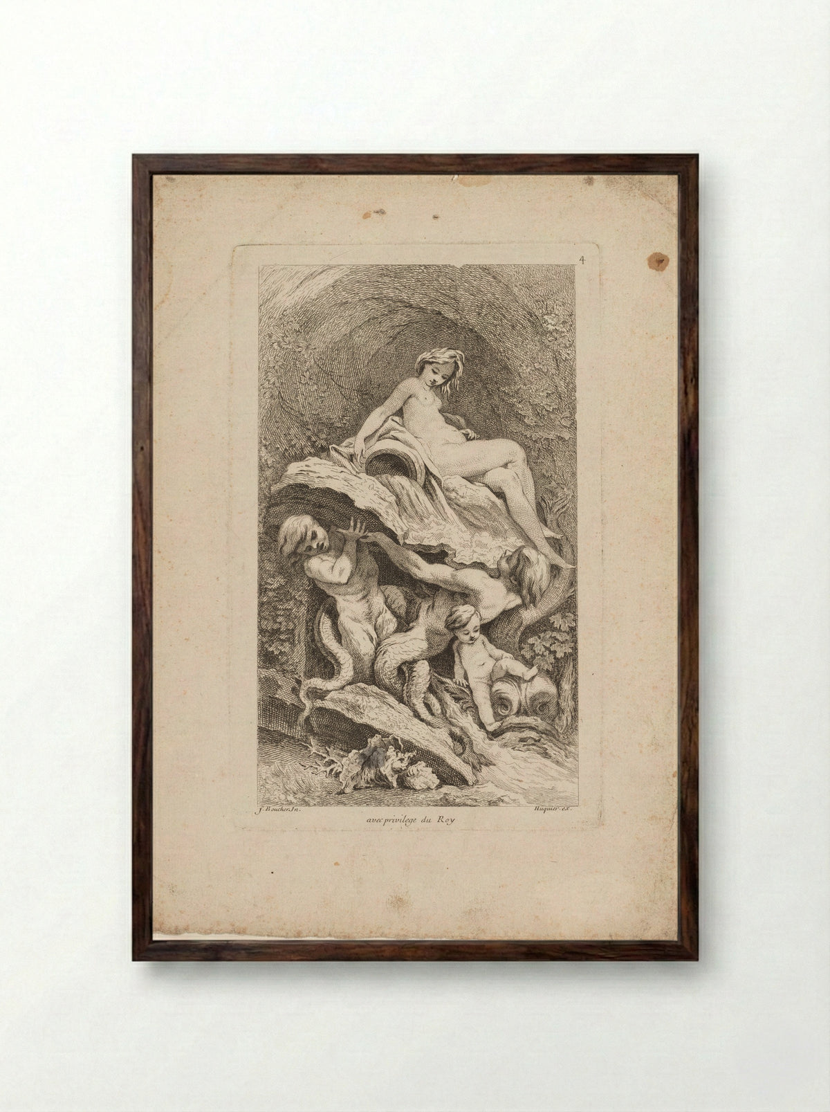 Book of Fountains: No. 4 - Gabriel Huquier - Framed Print Dark Wood