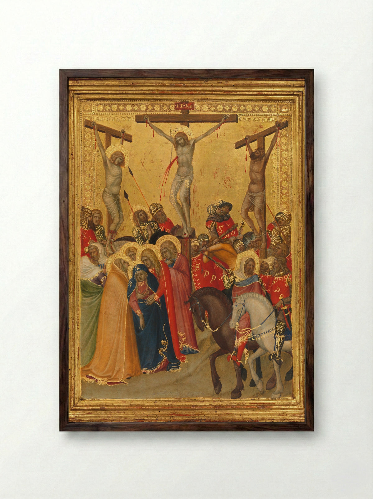 The Crucifixion - Pietro Lorenzetti - Framed Print Dark Wood