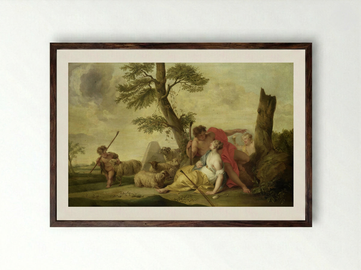Paris and Oenone - Jacob de Wit - Framed Print Dark Wood
