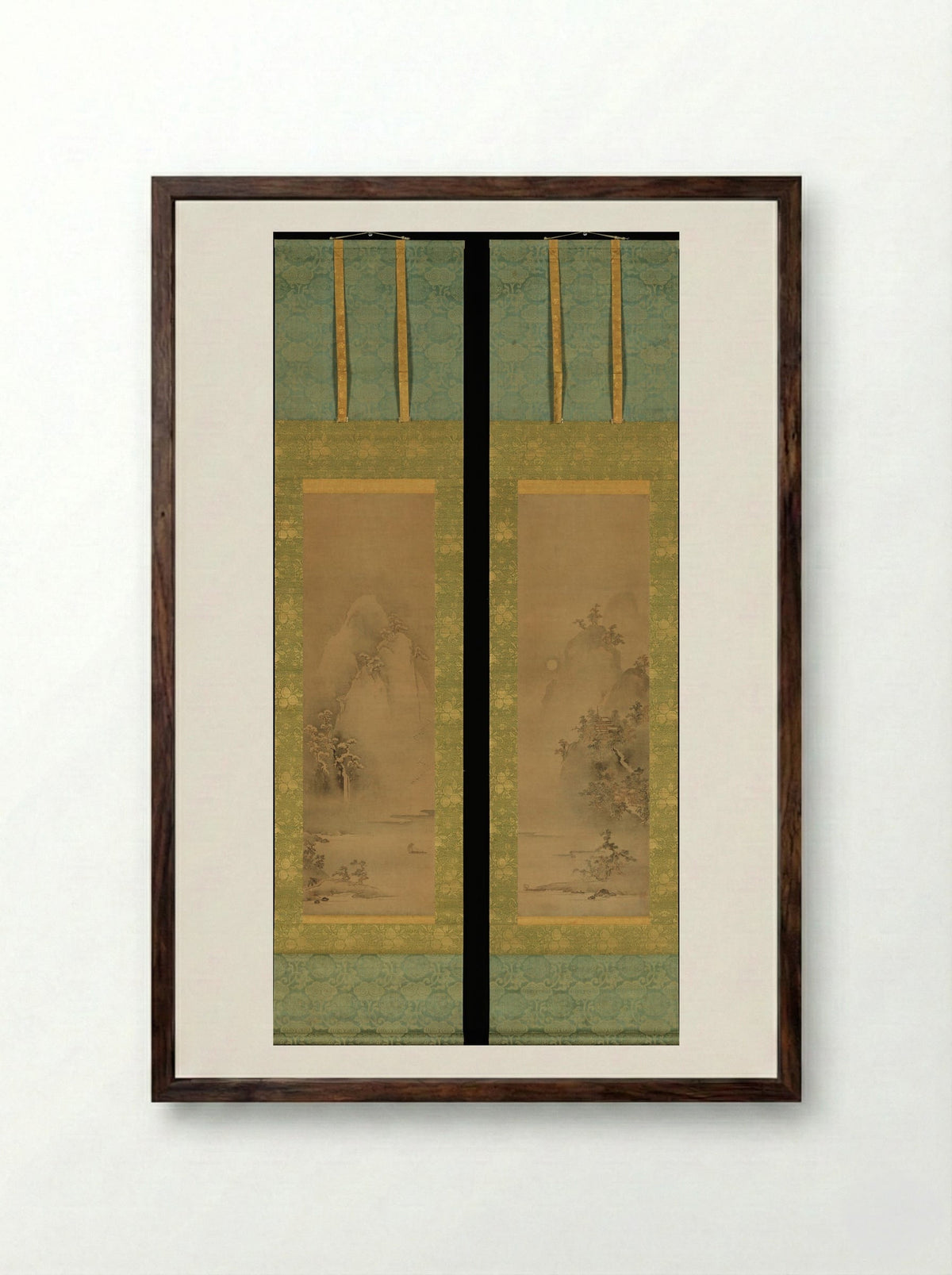 Eight Views of Xiao and Xiang - Iwasa Matabei - Framed Print Dark Wood
