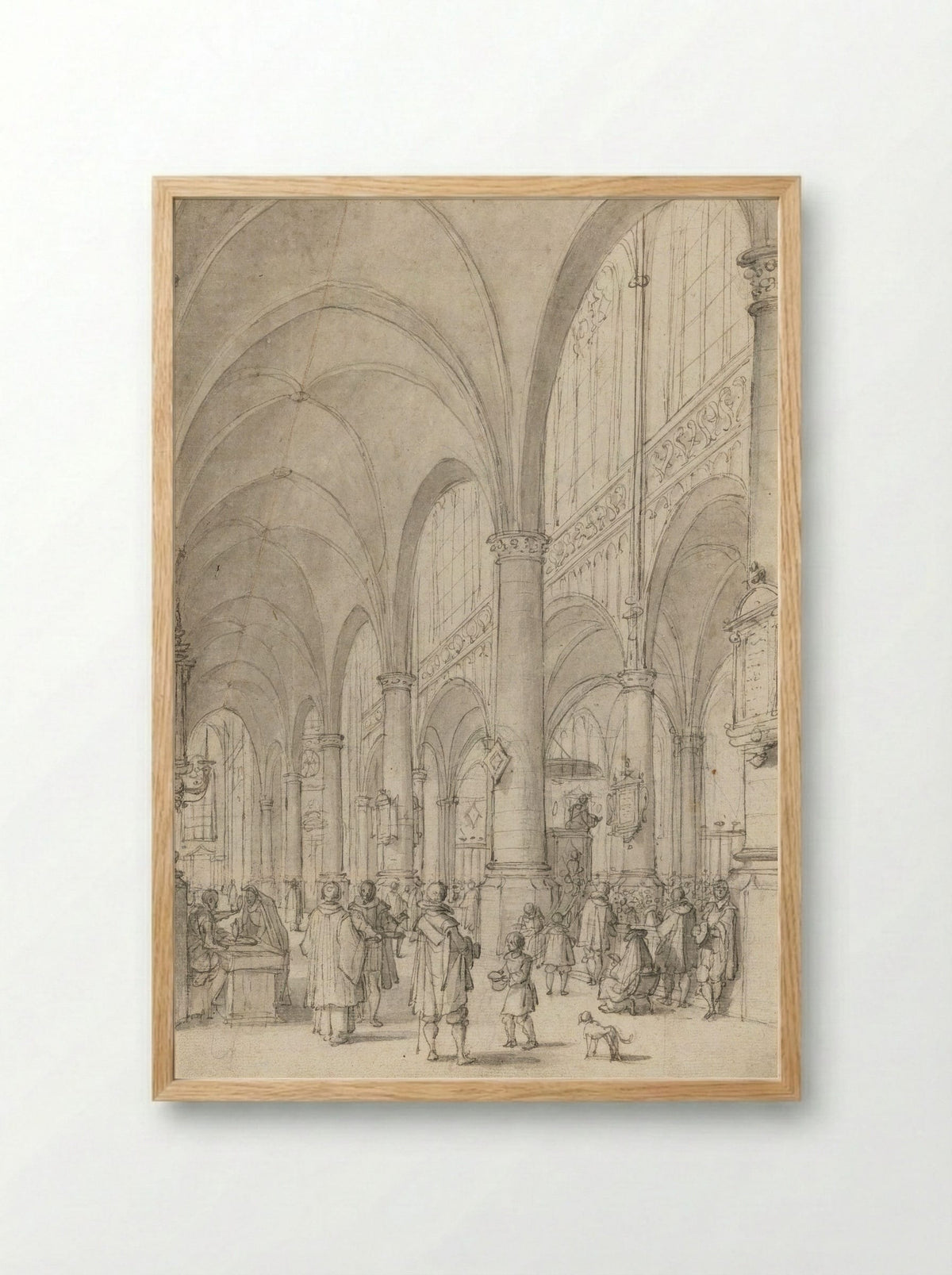 Interieur van de Sint-Jacobskerk te Antwerpen - Daniël de Blieck - Framed Print Wood