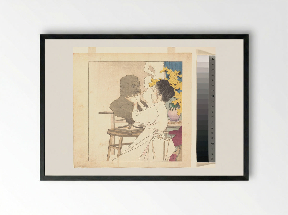 Untitled (Woman by the Iris Pond) - Kajita Hanko - Framed Print Black