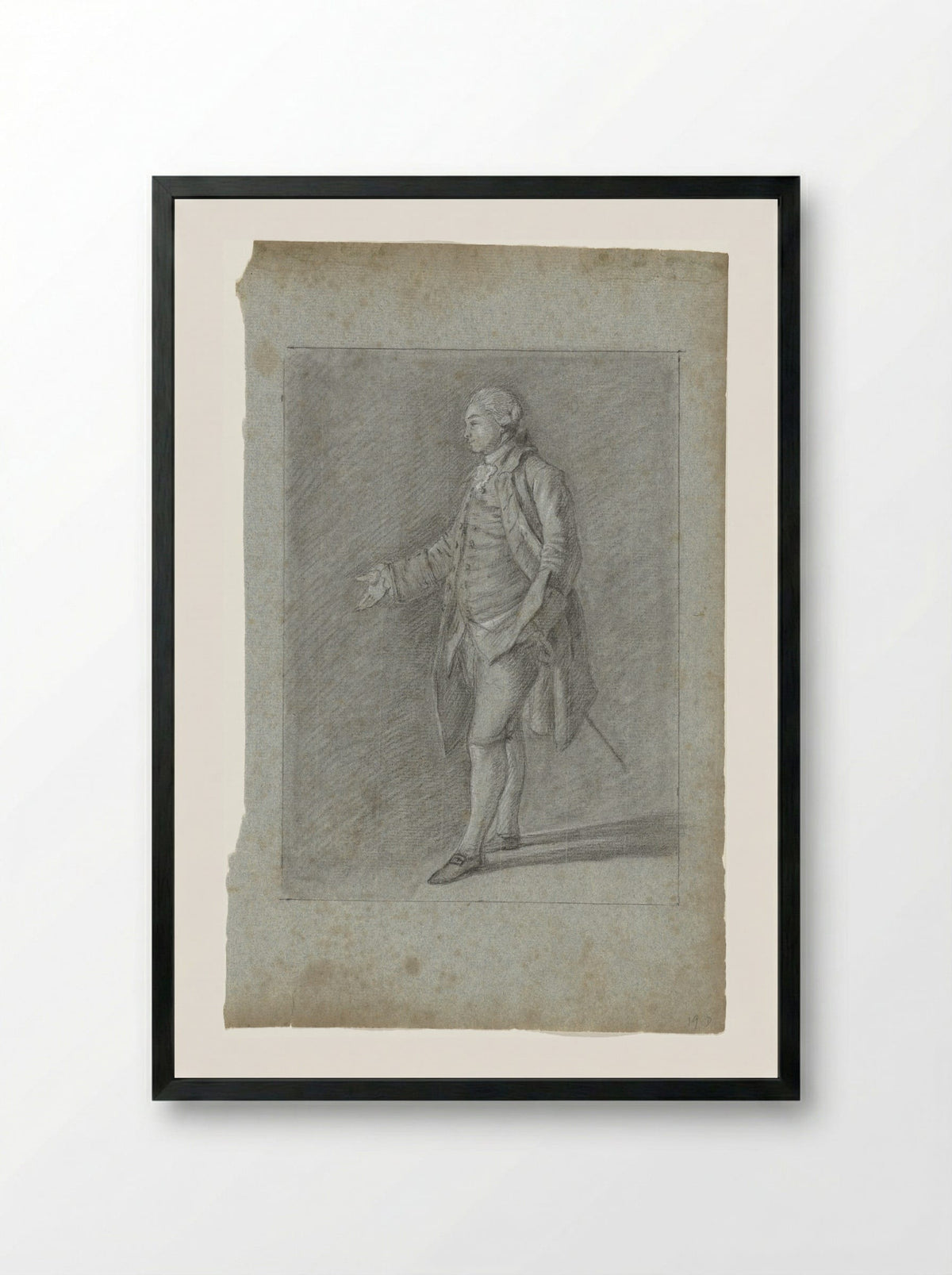 Staande man met uitgestoken hand - Nicolaes Muys - Framed Print Black