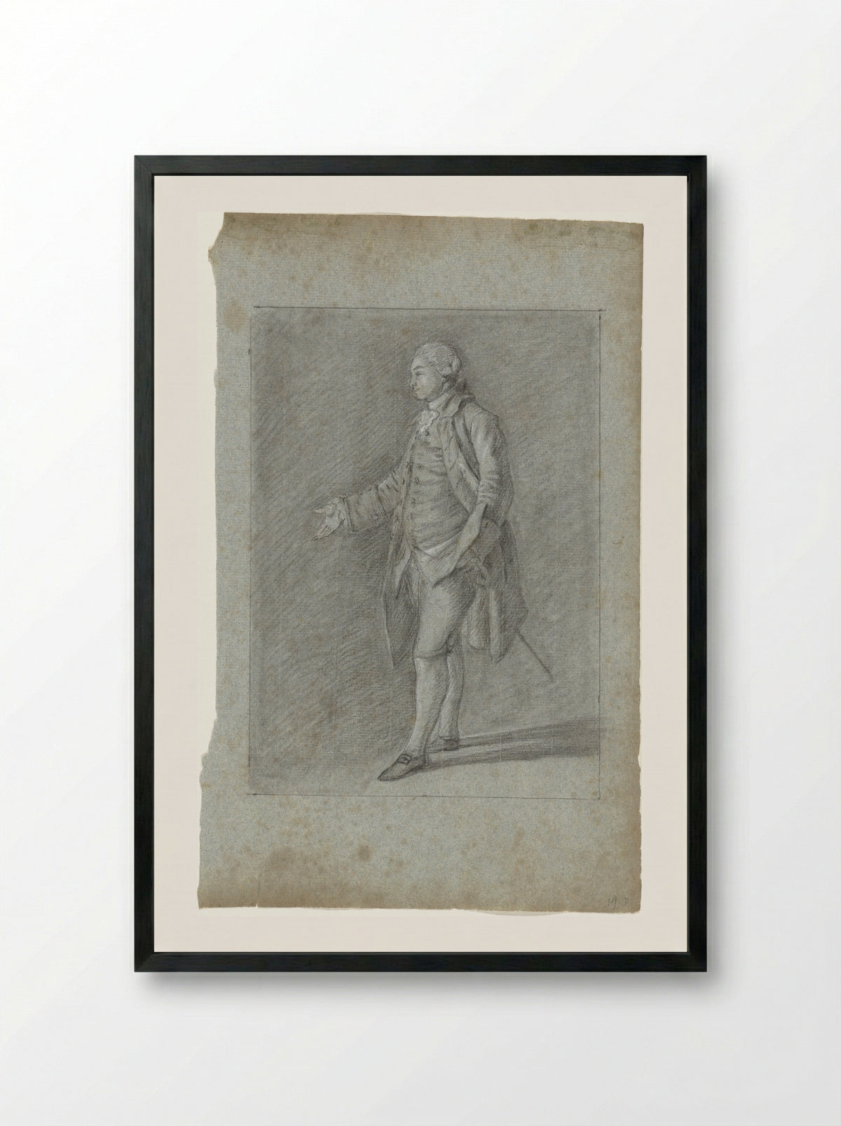 Staande man met uitgestoken hand - Nicolaes Muys - Framed Print Black
